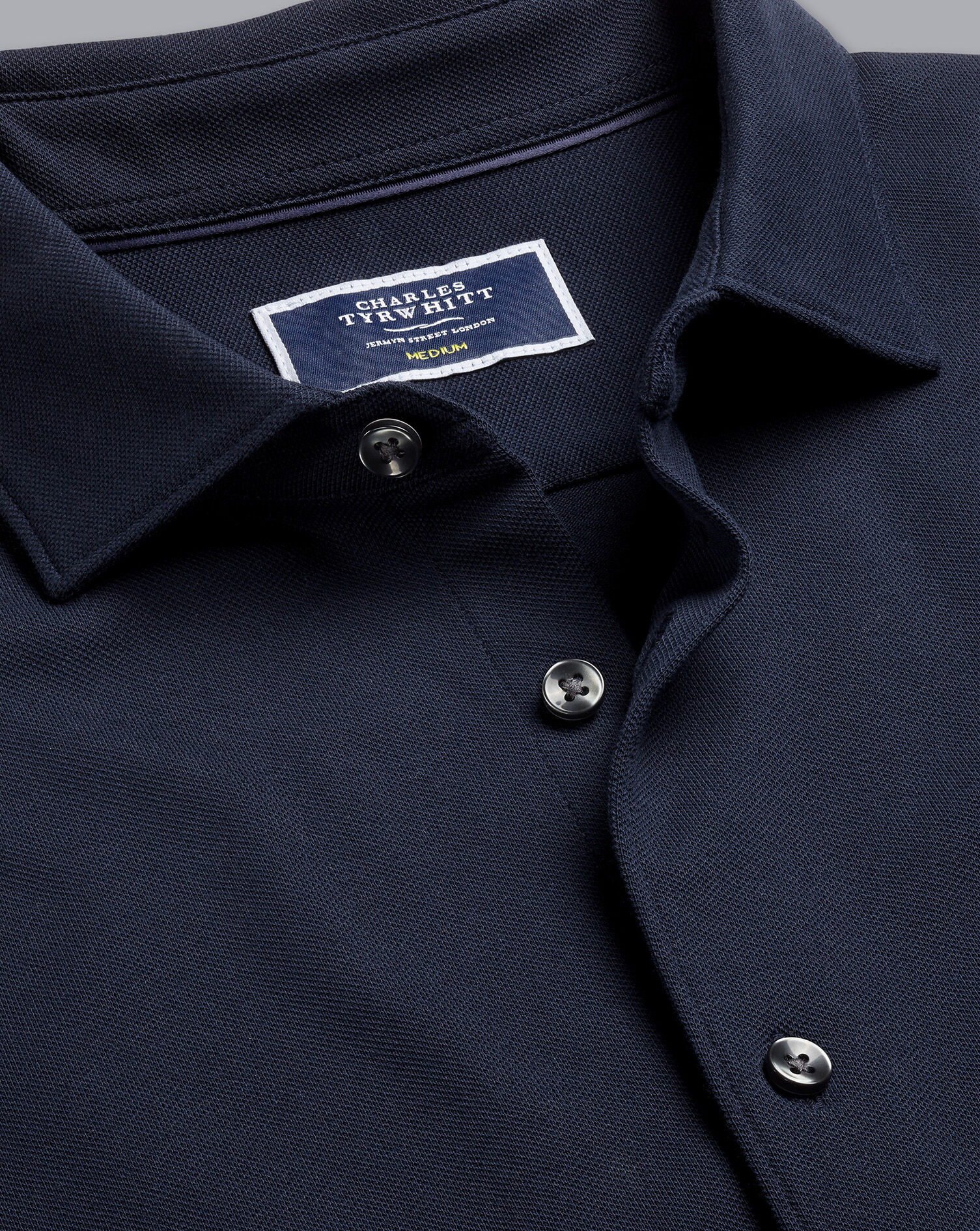 Charles Tyrwhitt Pique Jersey Shirt - Navy