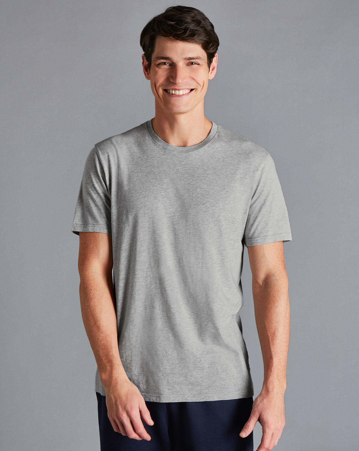 Charles Tyrwhitt 2 Pack Crew Neck Cotton Undershirts - Indigo Blue and Gray