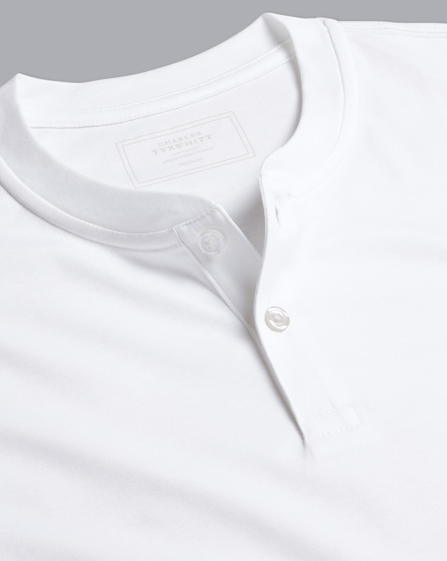 Charles Tyrwhitt Henley Long Sleeve Top - White