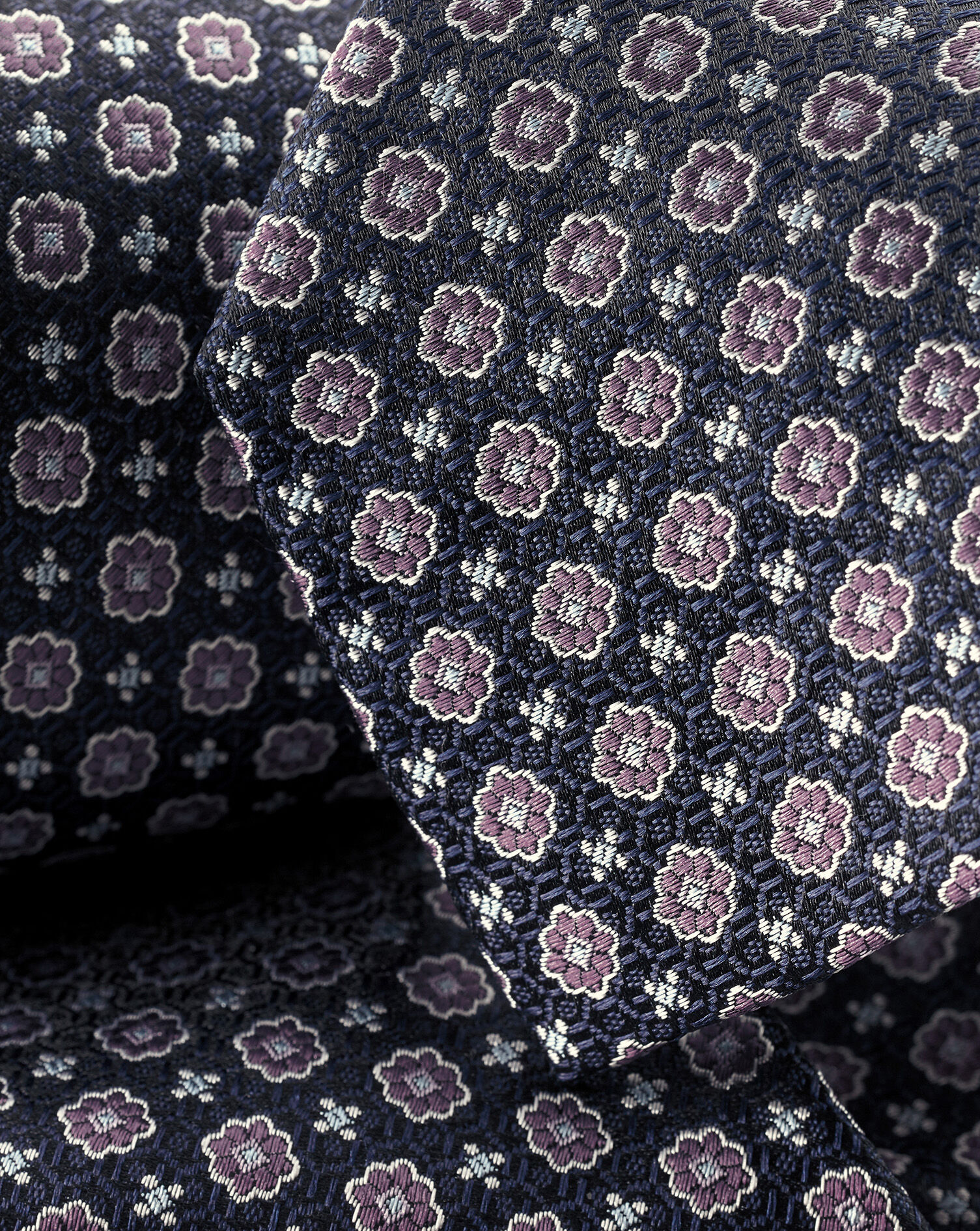 Charles Tyrwhitt Stain Resistant Floral Silk Tie - Dark Navy
