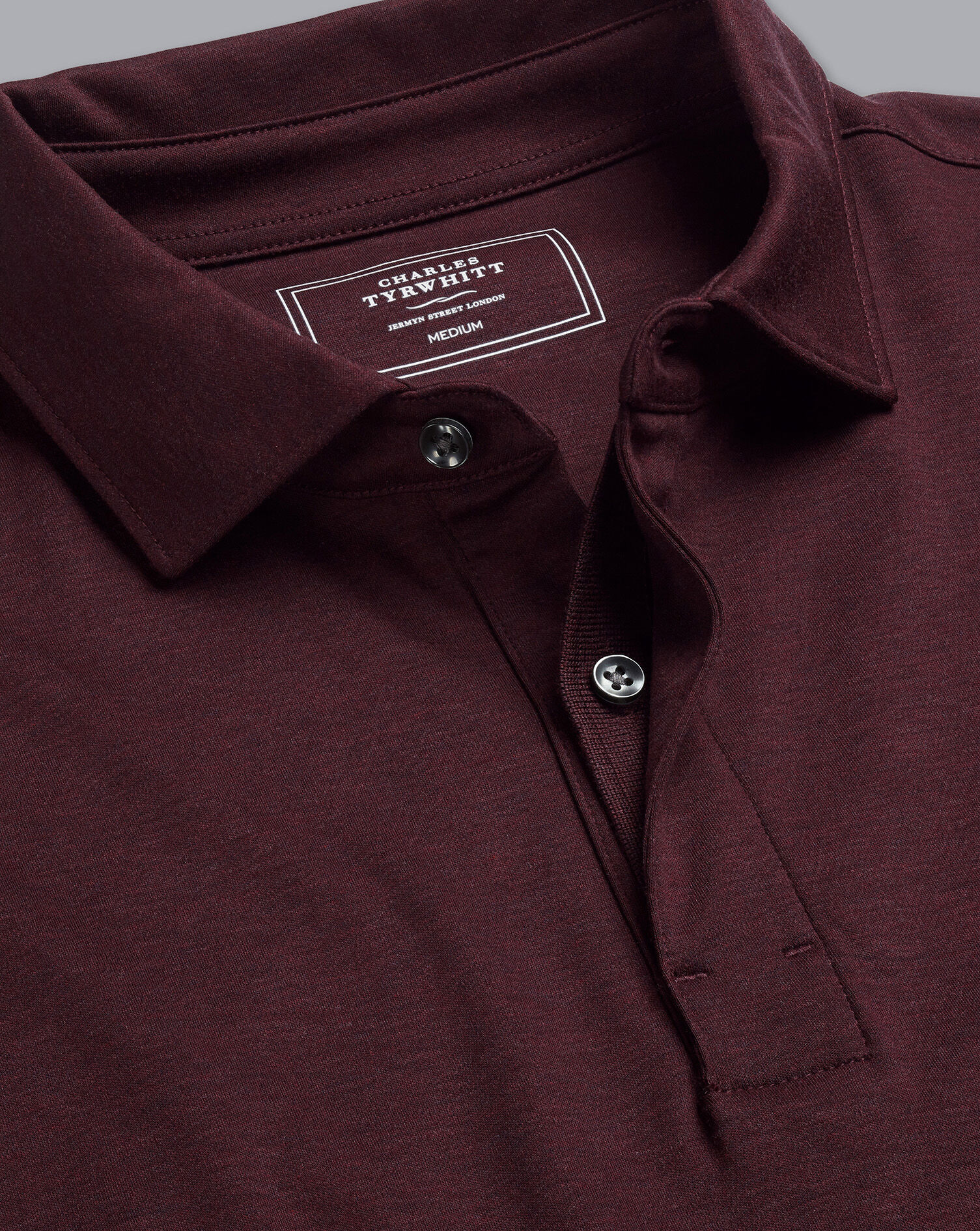 Charles Tyrwhitt Cotton TENCEL™ Mix Long Sleeve Polo - Wine