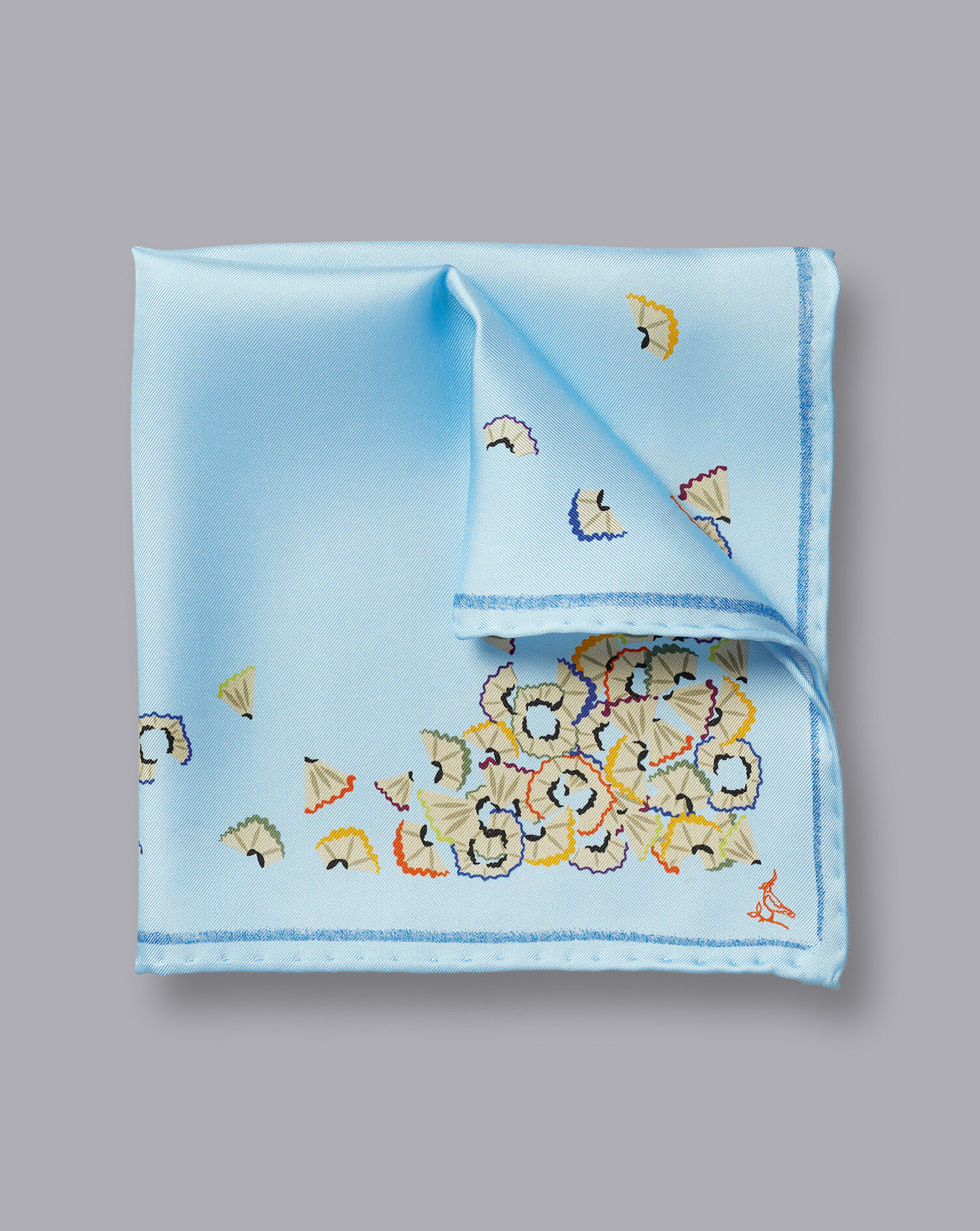 Charles Tyrwhitt Pencil Shaving Print Pocket Square - Sky Blue