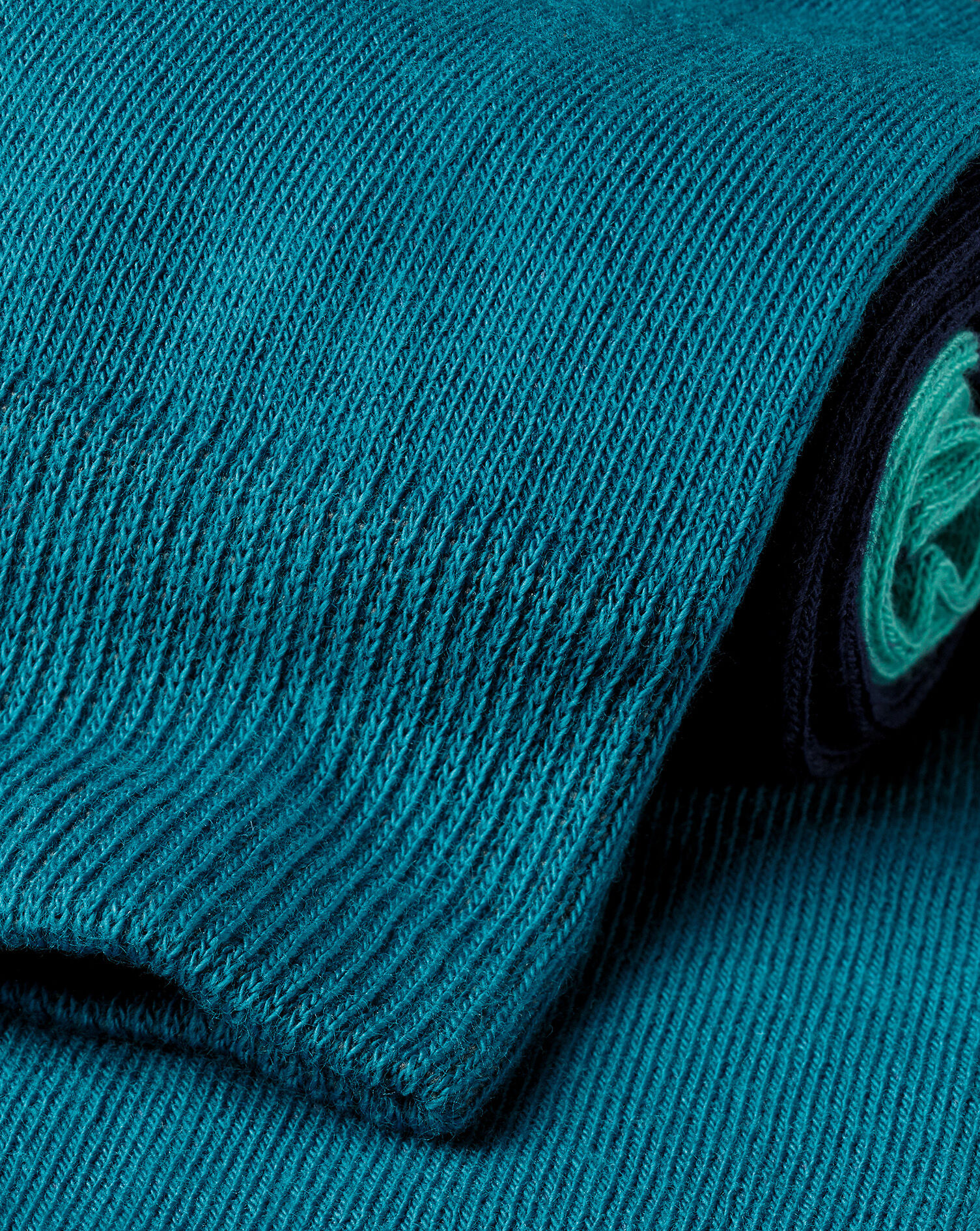 Charles Tyrwhitt Block Stripe Socks - Teal Green