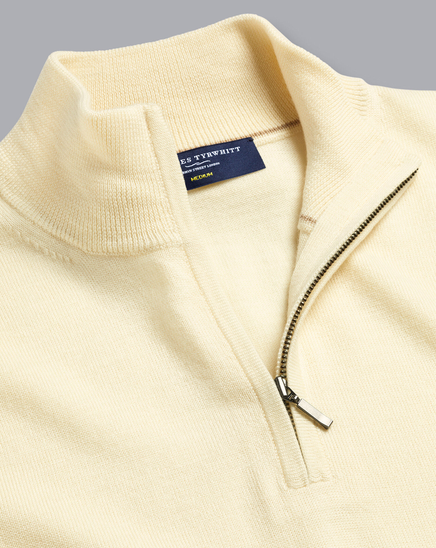 Charles Tyrwhitt Merino Zip Neck Sweater - Cream