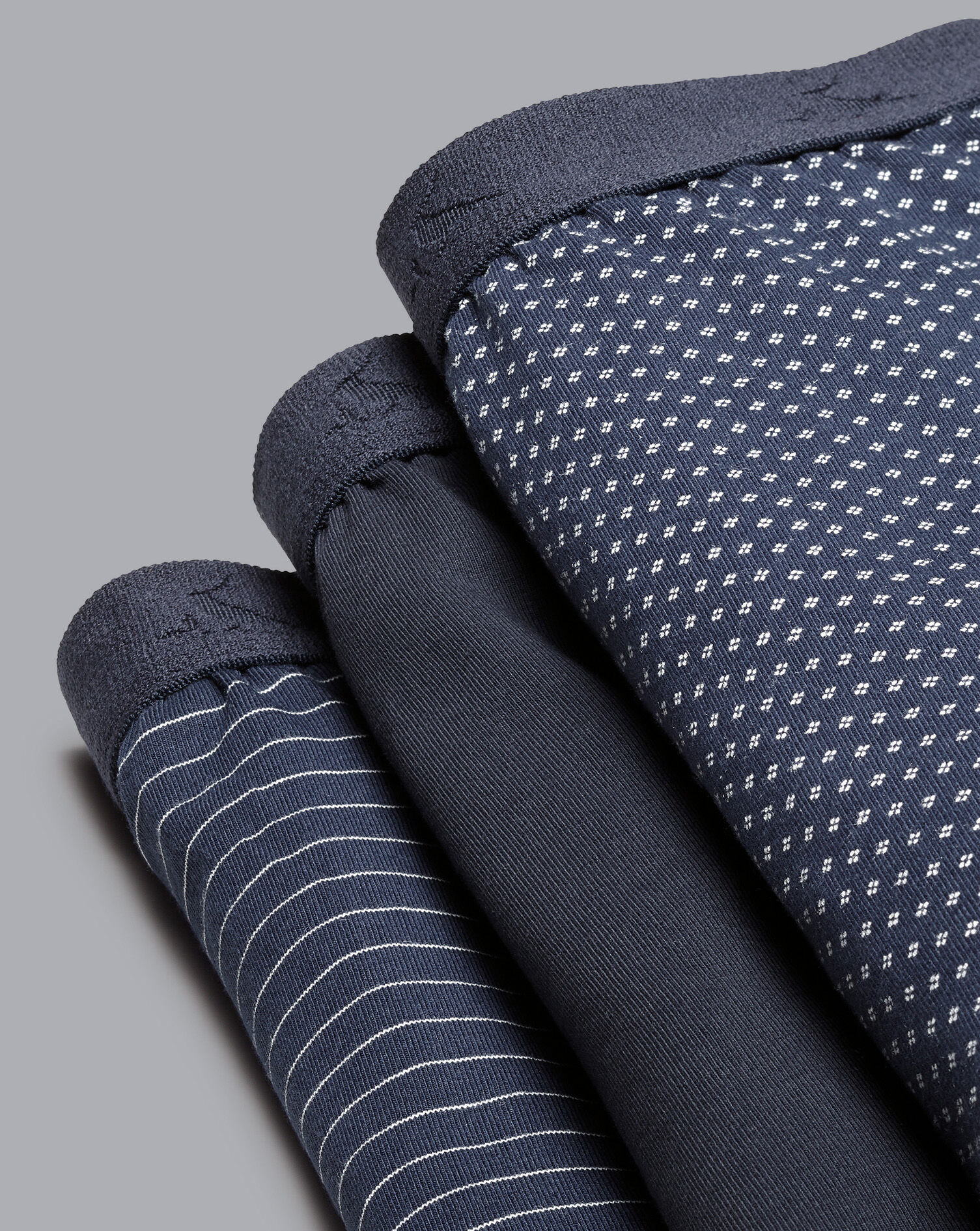 Charles Tyrwhitt 3 Pack Cotton Stretch Patterned Jersey Trunks - French Blue