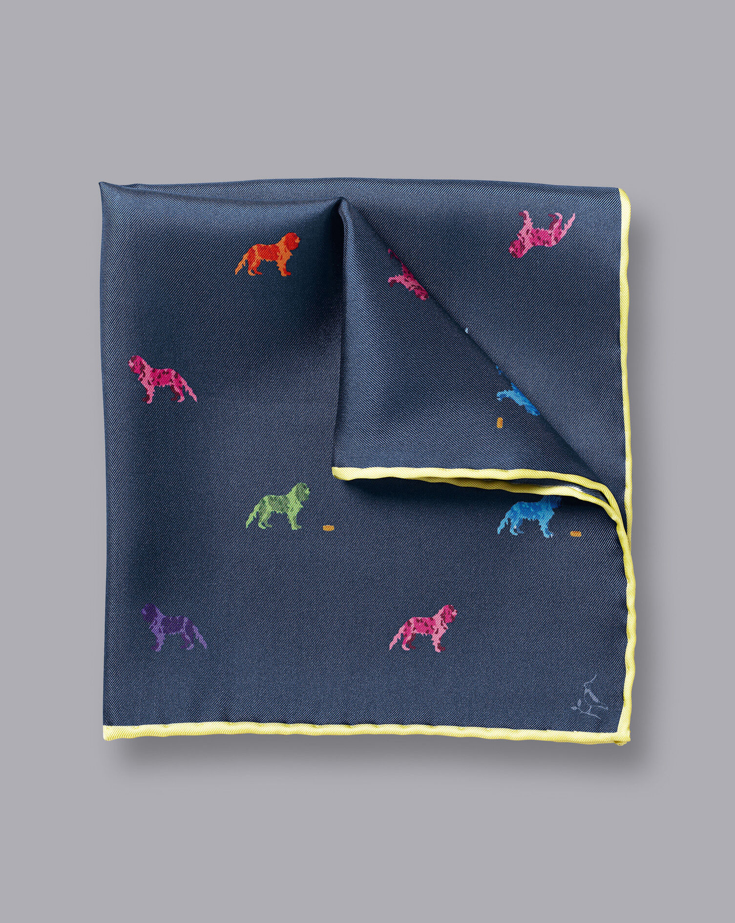 Charles Tyrwhitt Dog Print Pocket Square - Petrol Blue