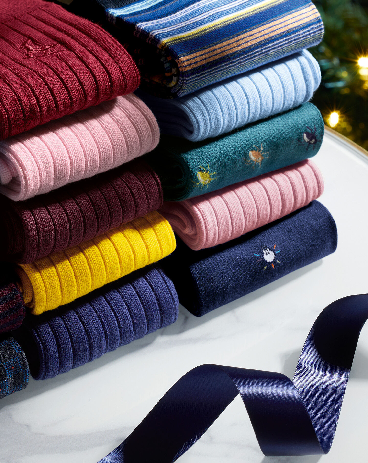 Charles Tyrwhitt Jacquard & Cotton Rib Sock Gift Box - Multi