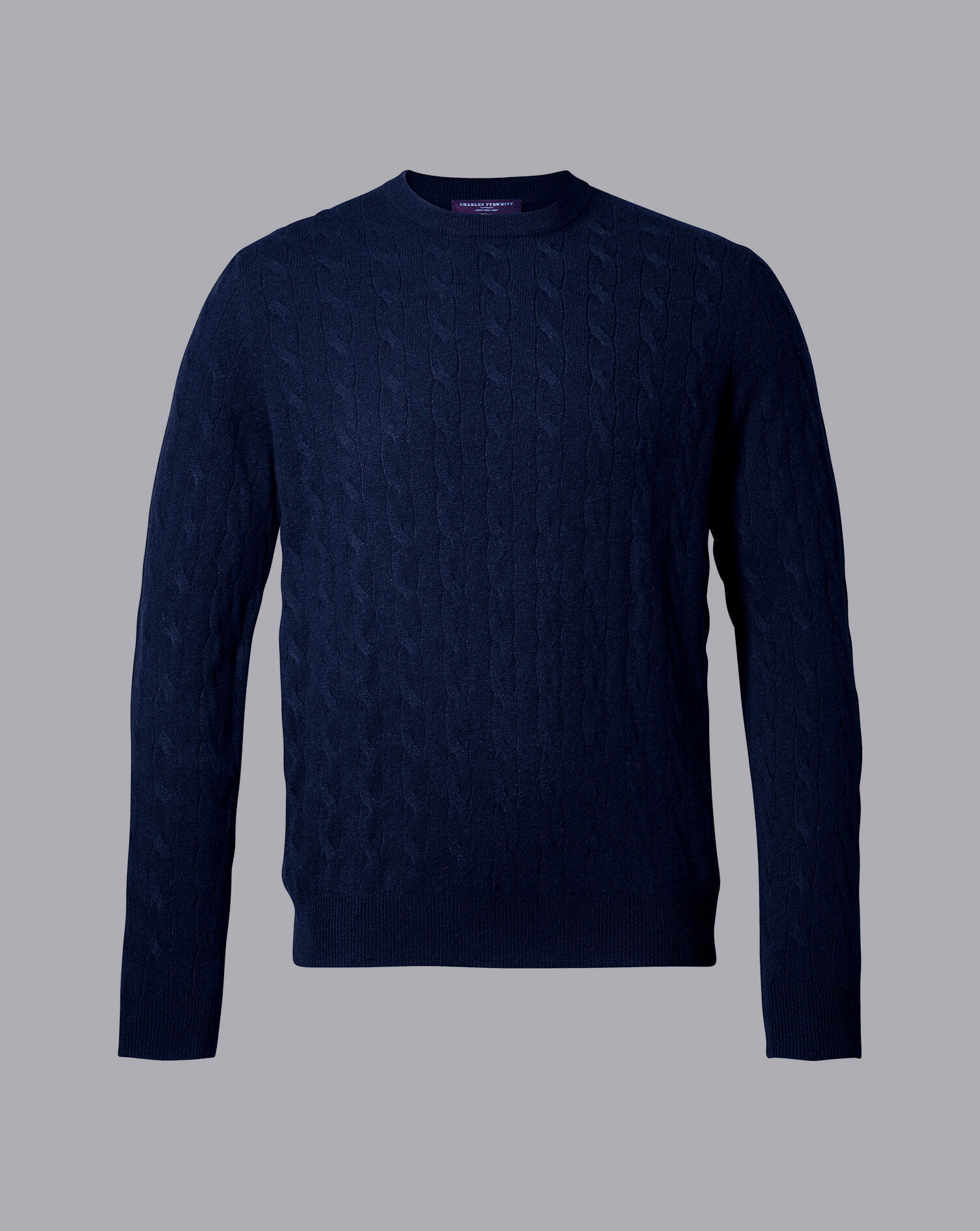 Charles Tyrwhitt Cashmere Cable Knit Crew Neck Sweater - Navy