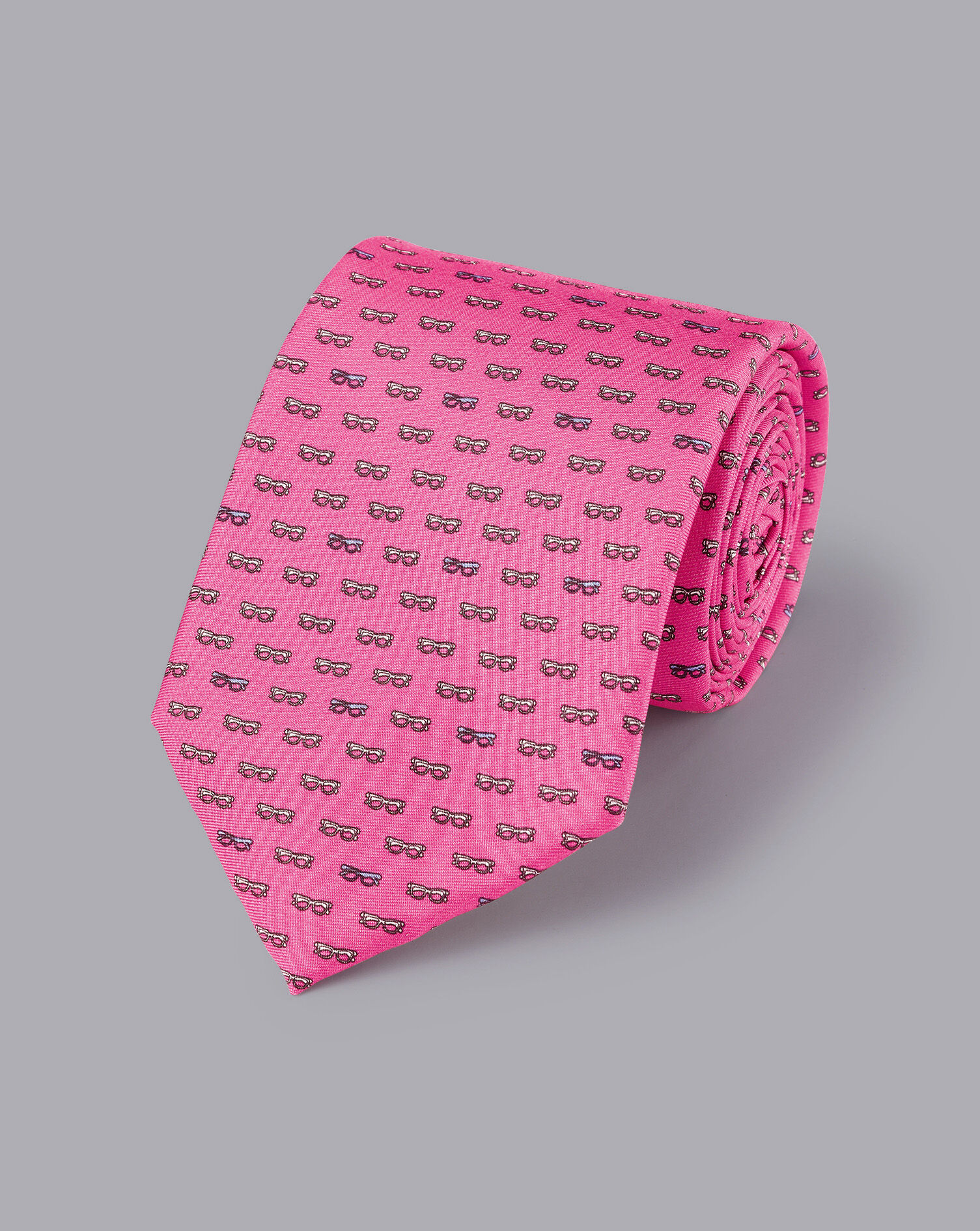 Charles Tyrwhitt Glasses Print Silk Tie - Bright Pink