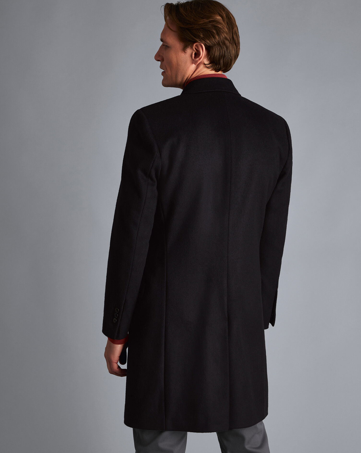 Charles Tyrwhitt Italian Wool Cashmere Overcoat - Black