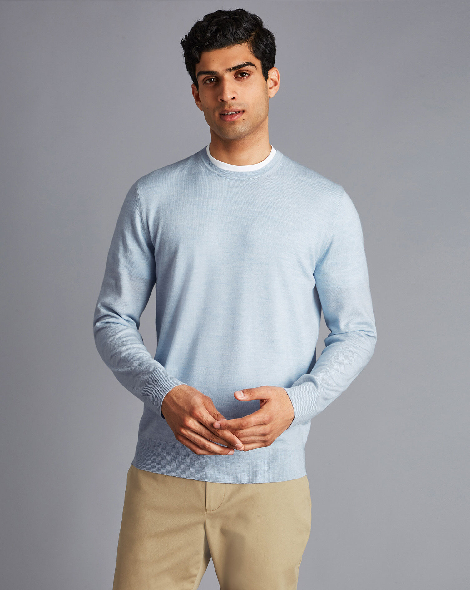 Charles Tyrwhitt Merino Crew Neck Sweater - Light Blue