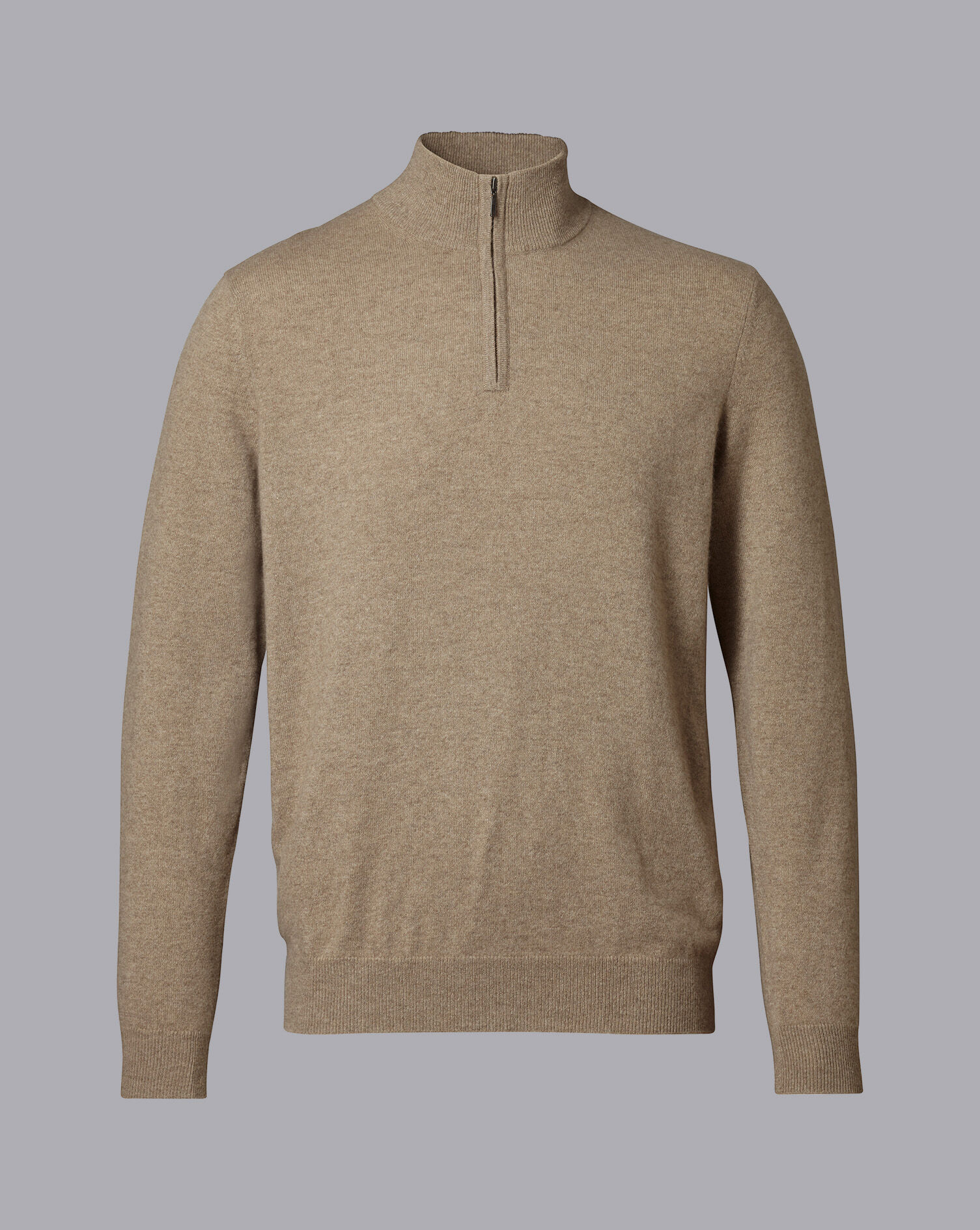 Charles Tyrwhitt Cashmere Zip Neck Sweater - Mocha
