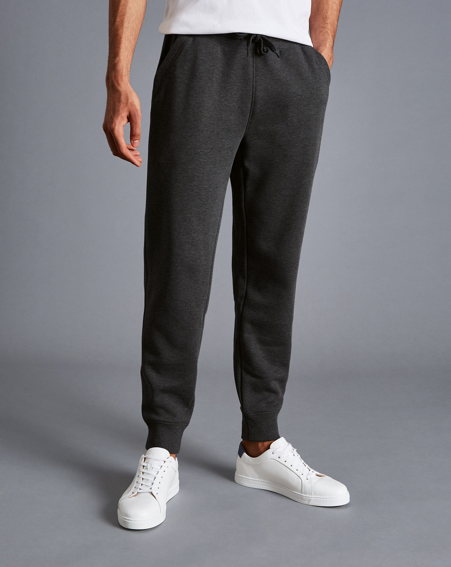 Charles Tyrwhitt Jersey Joggers - Dark Grey Melange