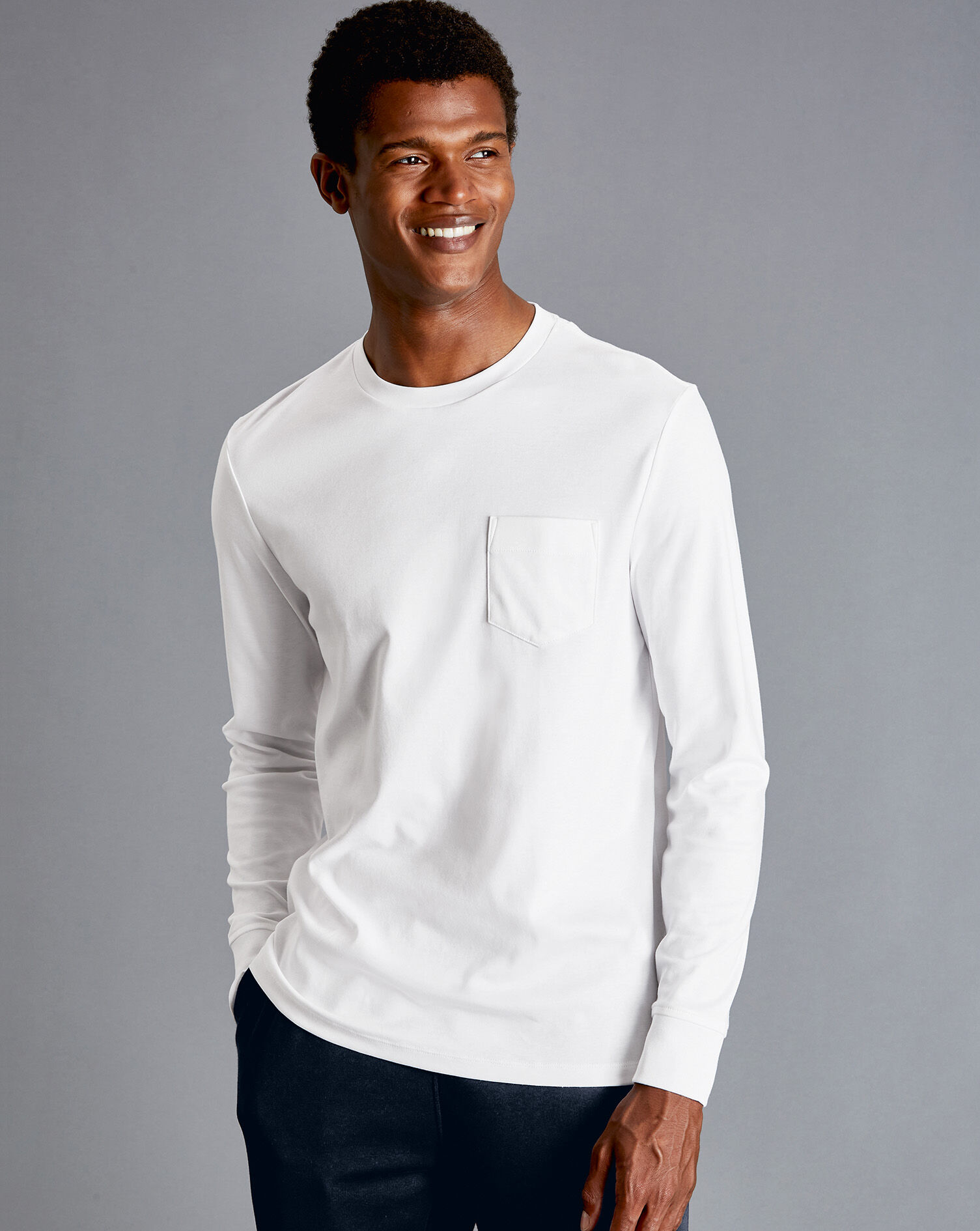 Charles Tyrwhitt Cotton Long Sleeve Tyrwhitt T-Shirt - White