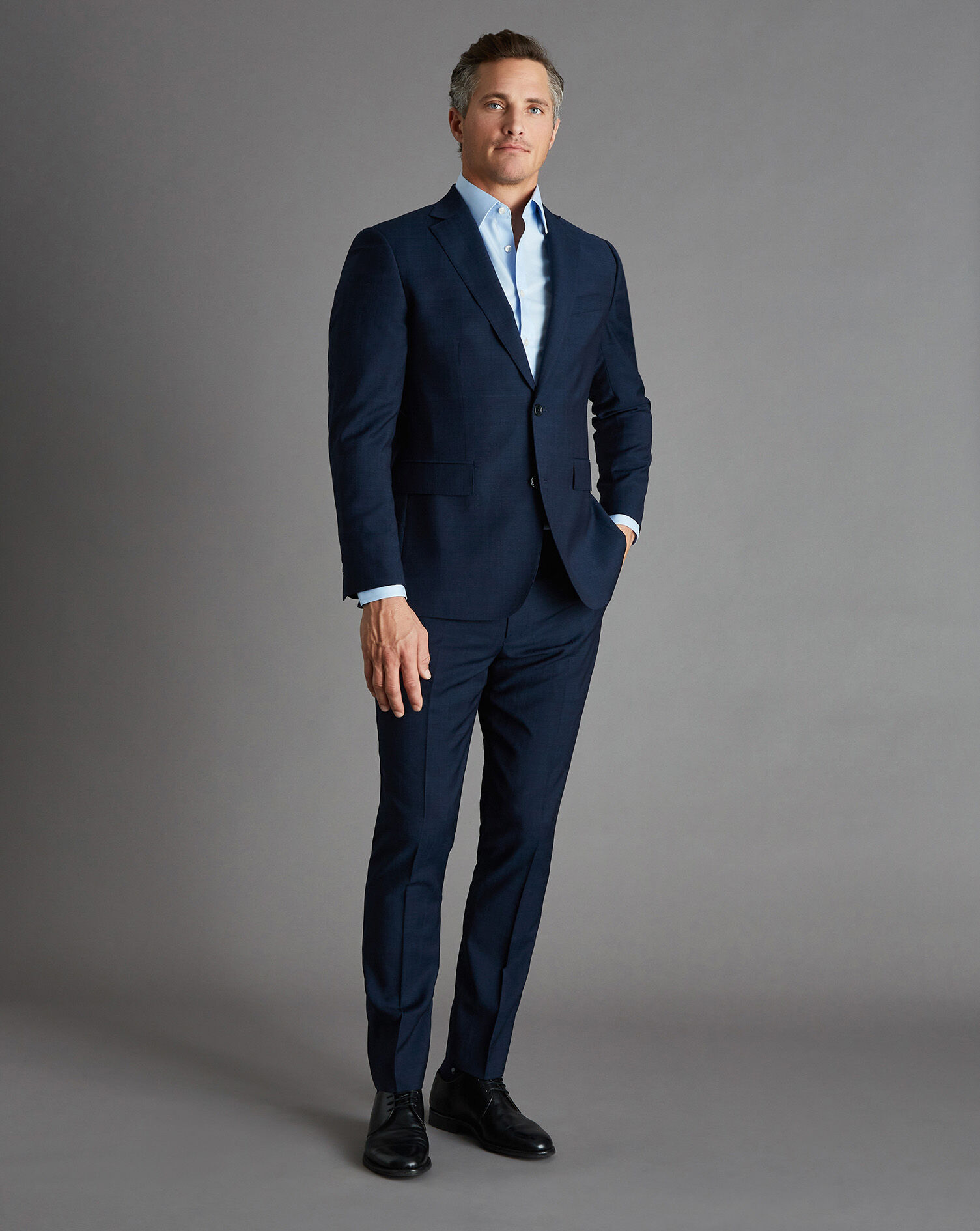 Charles Tyrwhitt Micro Texture Birdseye Travel Suit - Ink Blue
