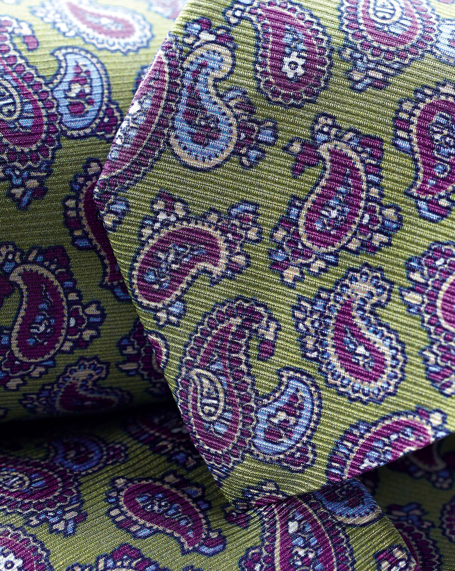 Charles Tyrwhitt Italian Printed Silk Tie - Olive Green