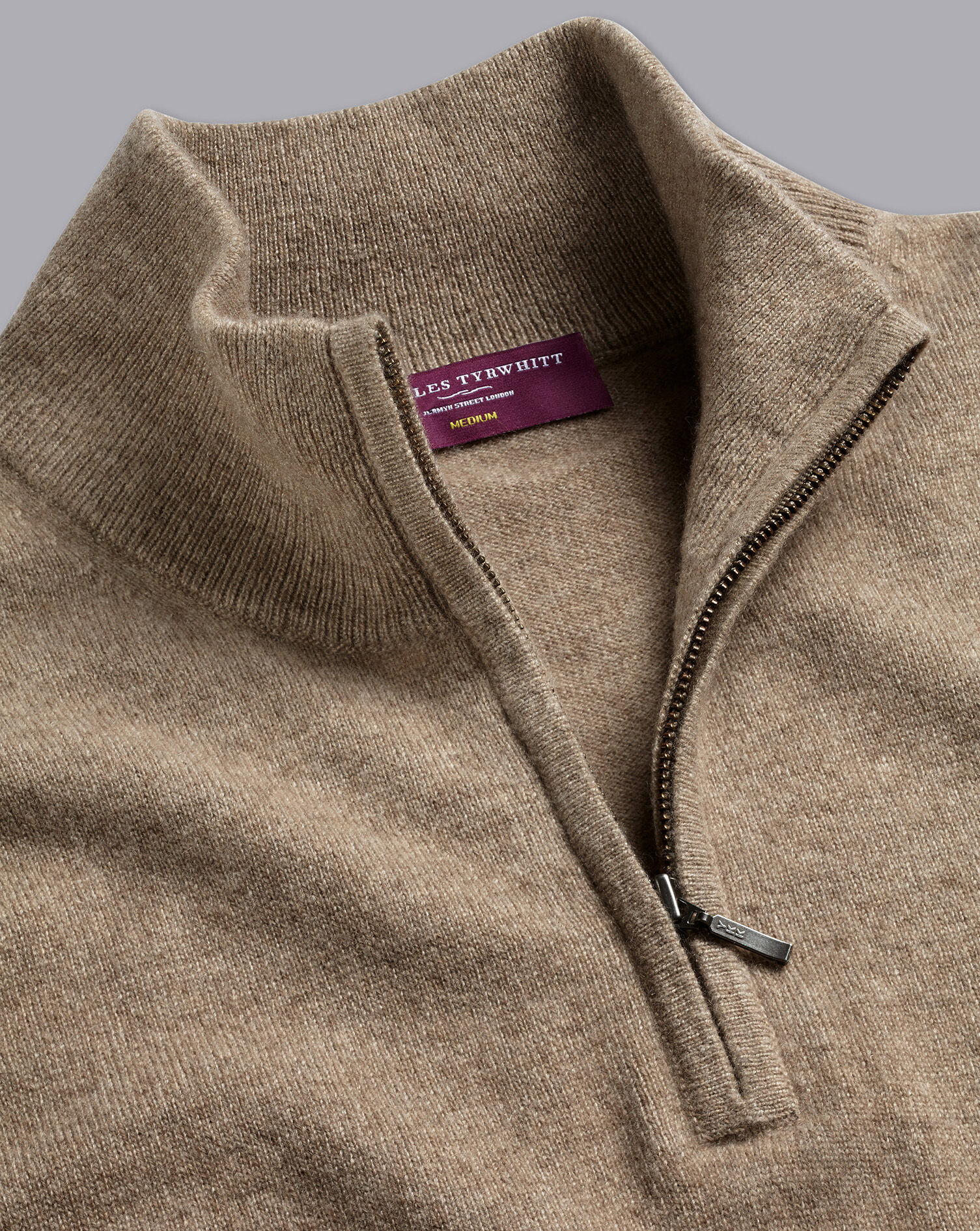 Charles Tyrwhitt Cashmere Zip Neck Sweater - Mocha