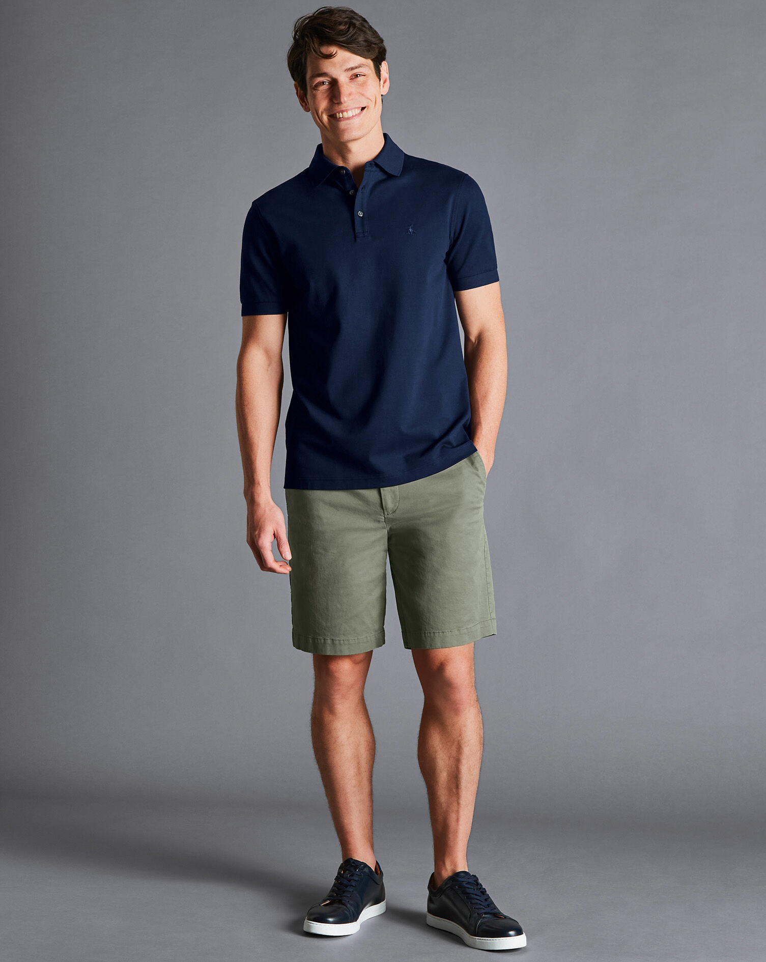 Charles Tyrwhitt Cotton Shorts - Olive Green