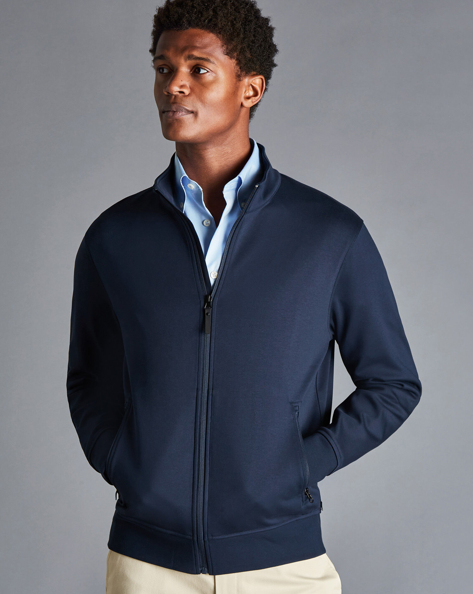 Charles Tyrwhitt Navy Performance Funnel Neck Jacket