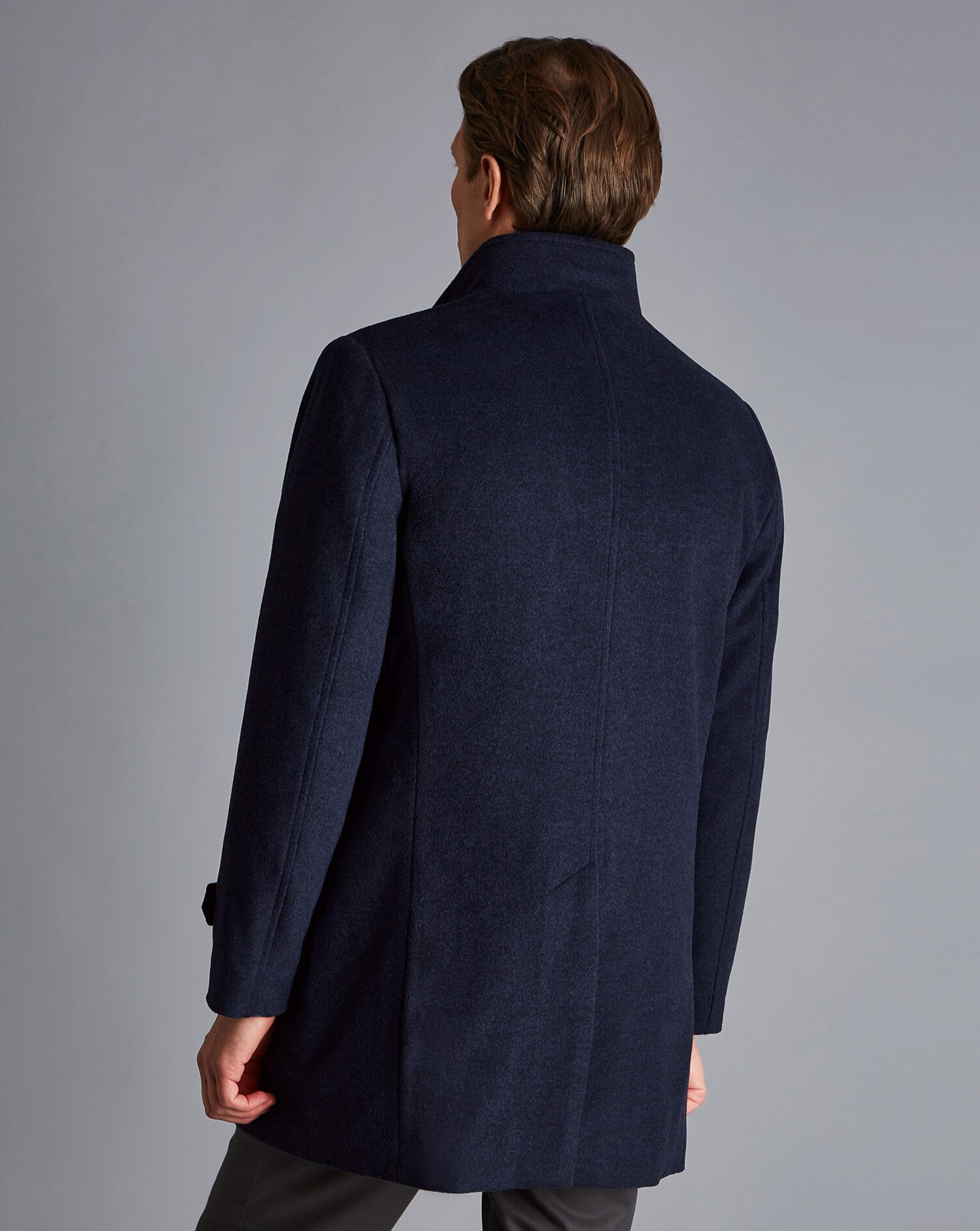 Charles Tyrwhitt Funnel Neck Wool Overcoat - Ink Blue
