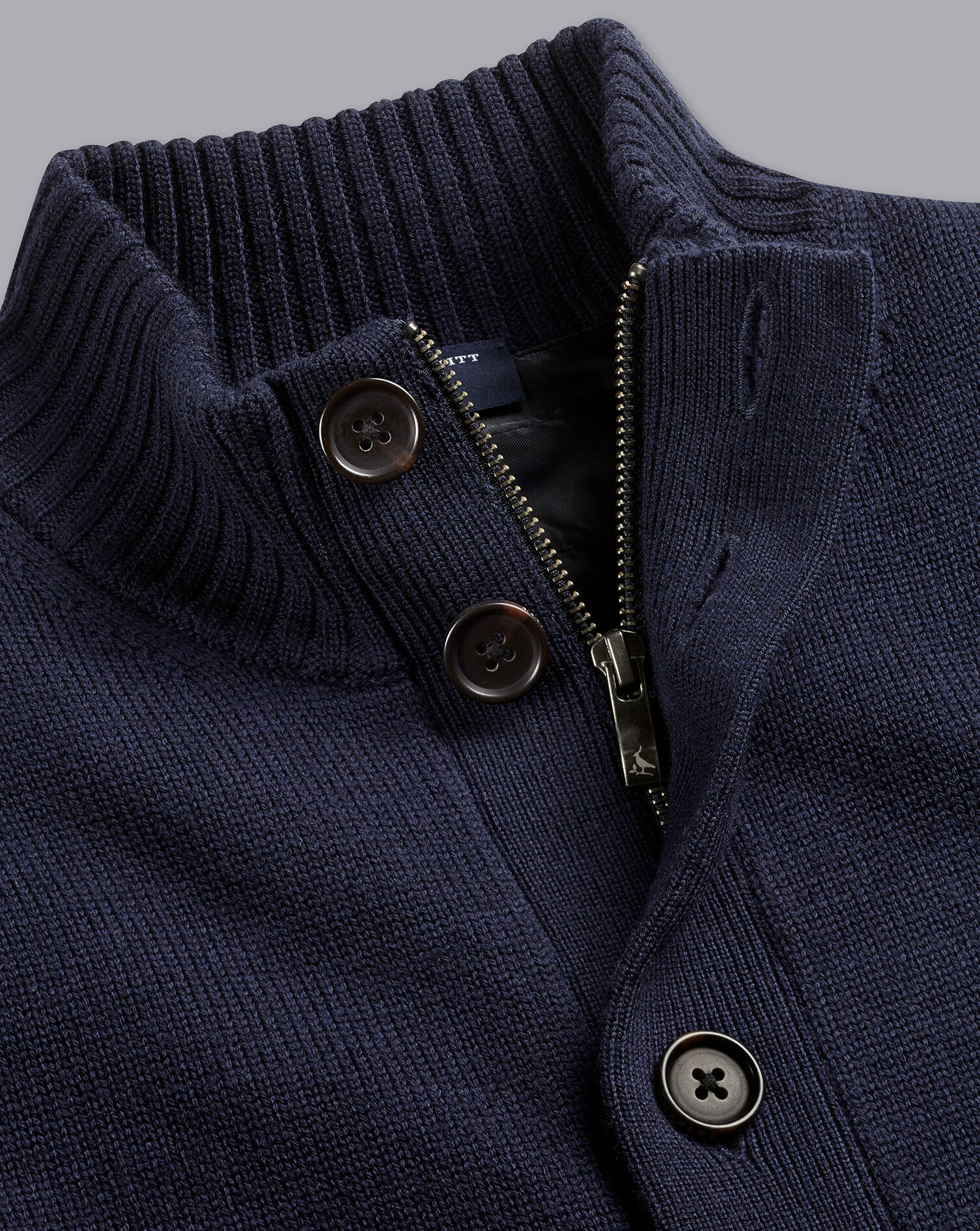 Charles Tyrwhitt Merino Funnel Neck Jacket - Navy