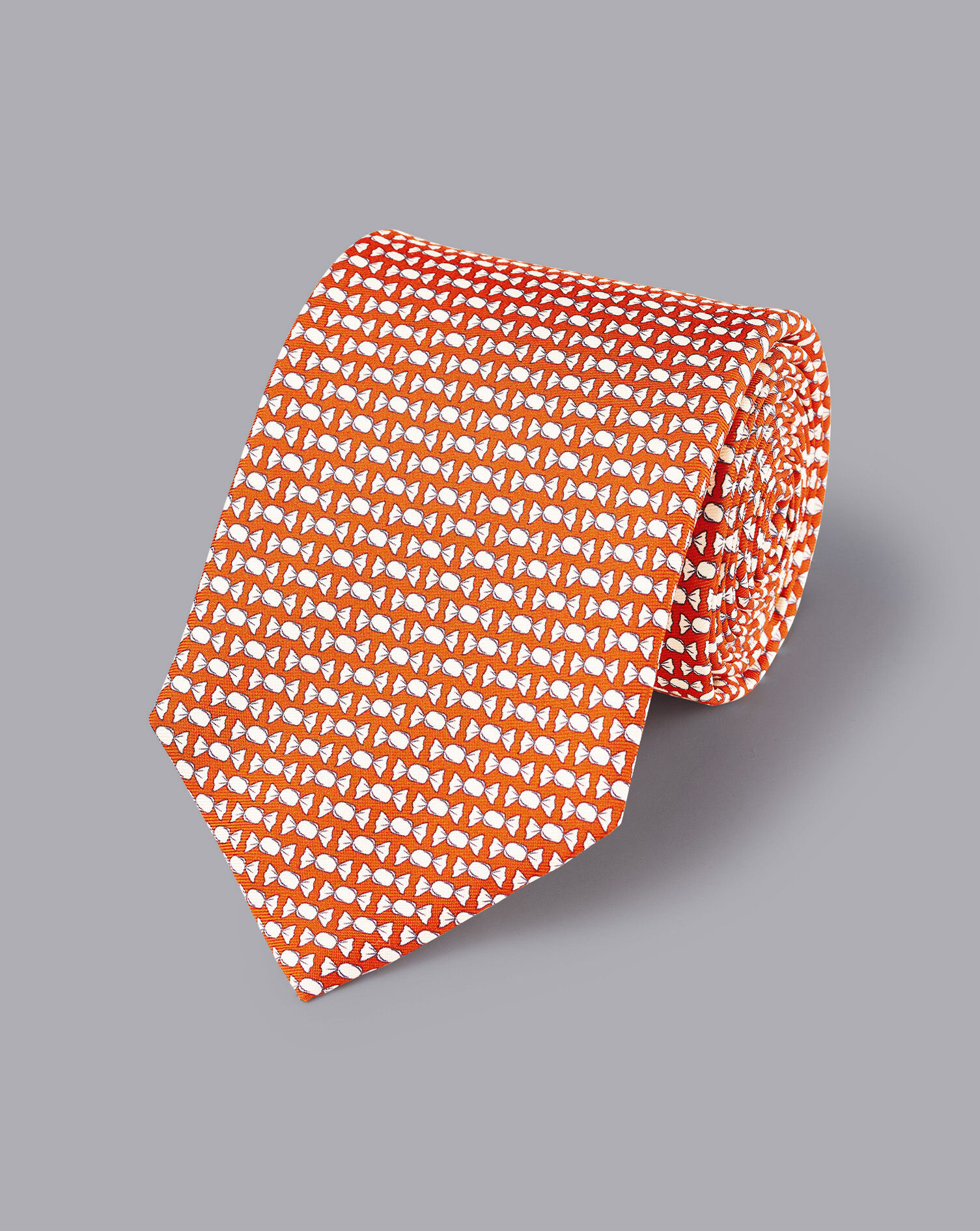 Charles Tyrwhitt Sweet Print Silk Tie - Burnt Orange