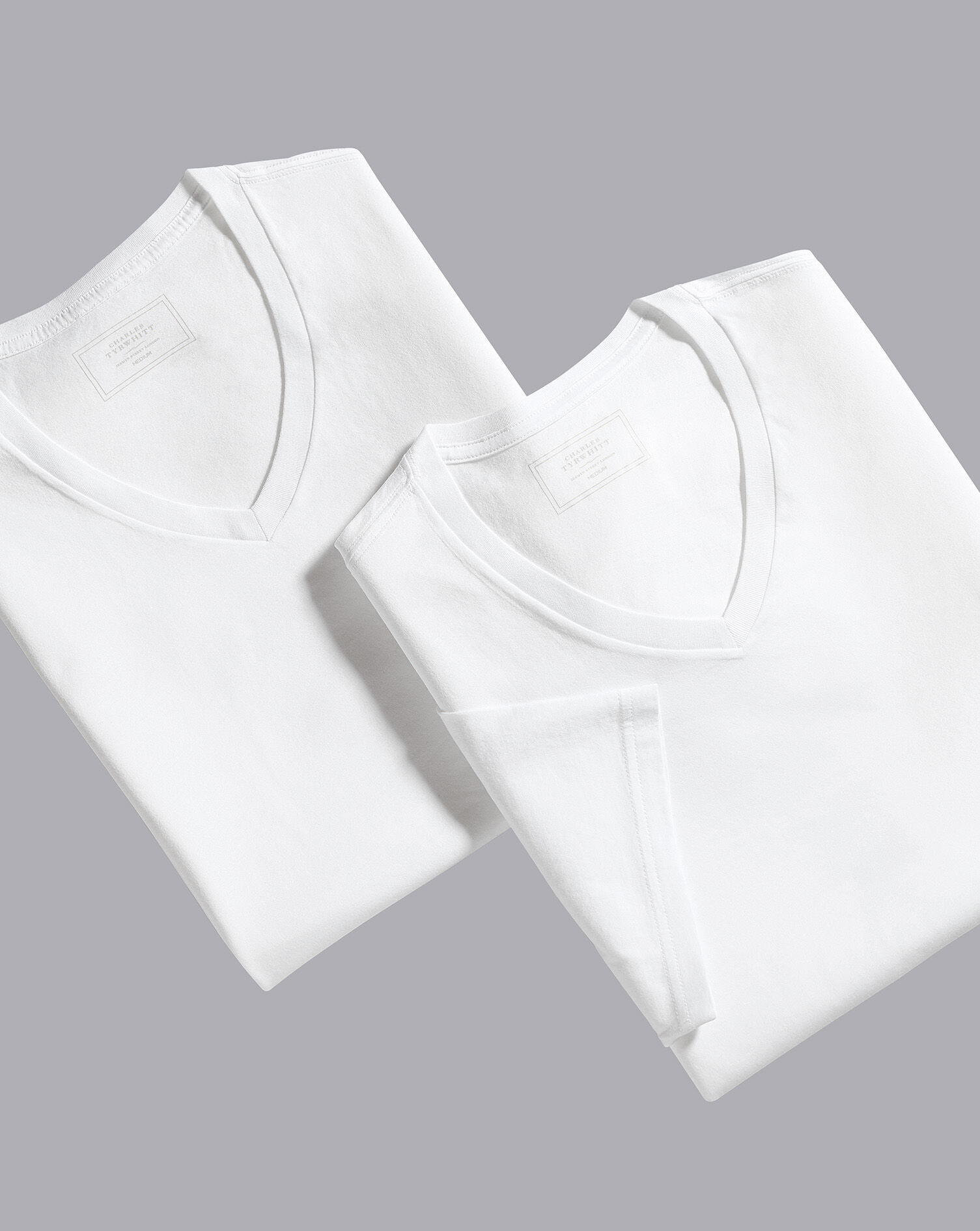 Charles Tyrwhitt 2 Pack V-neck Cotton Undershirts - White