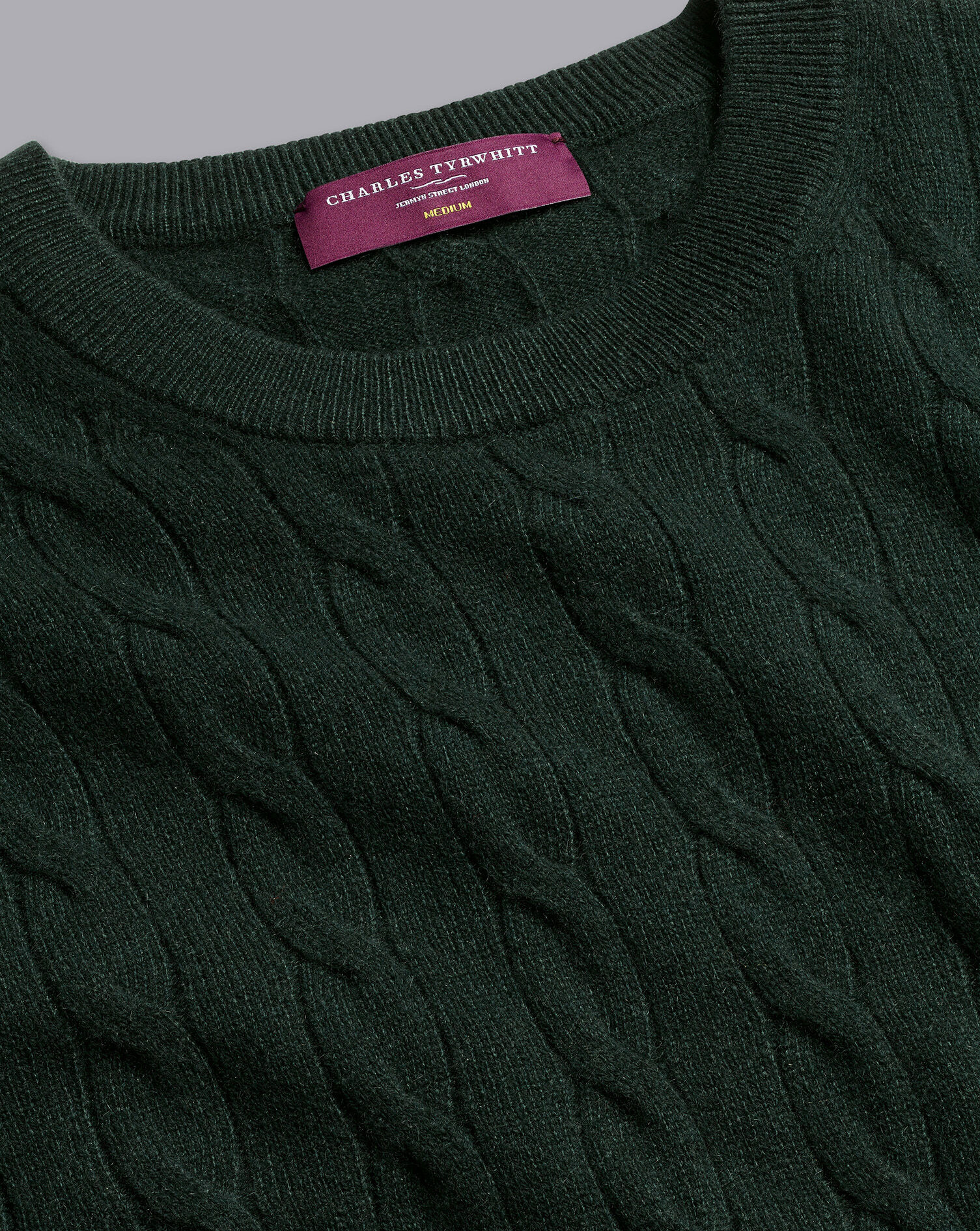 Charles Tyrwhitt Cashmere Cable Knit Crew Neck Sweater - Forest Green