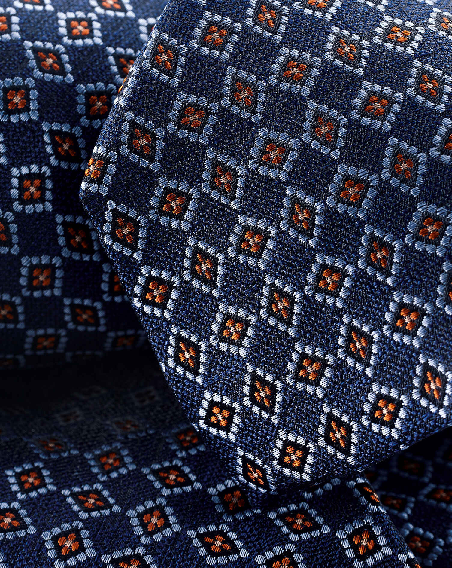 Charles Tyrwhitt Stain Resistant Floral Silk Tie - Indigo Blue
