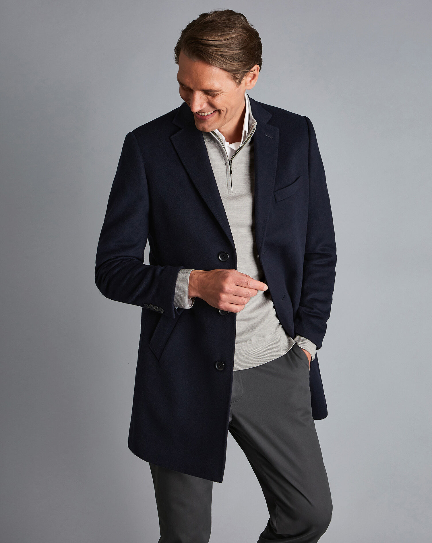 Charles Tyrwhitt Wool Overcoat - Navy