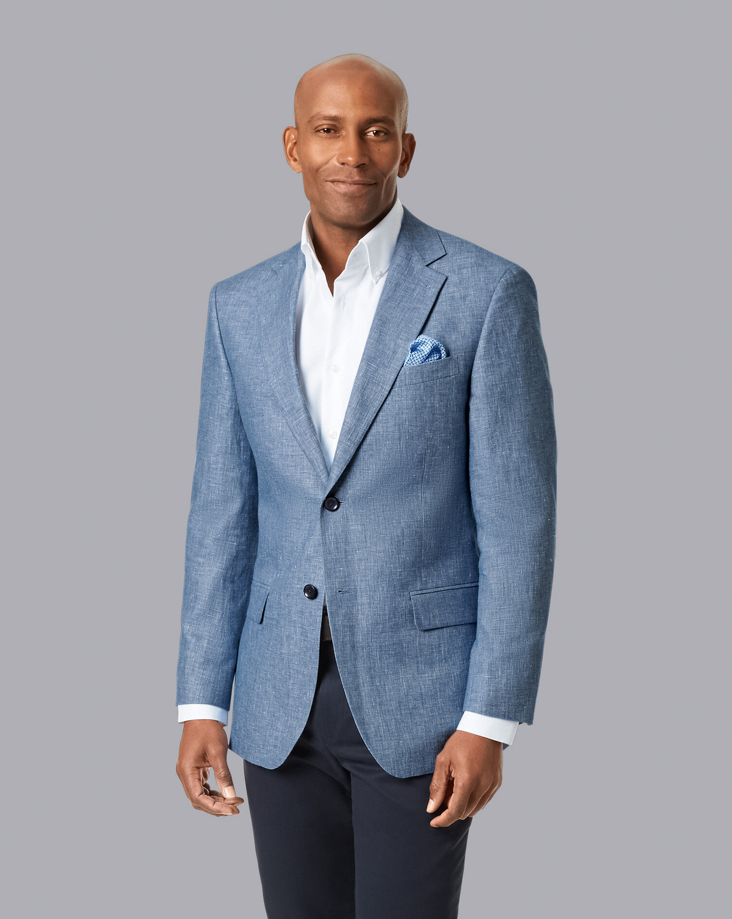 Charles Tyrwhitt Linen Cotton Jacket - Light Blue