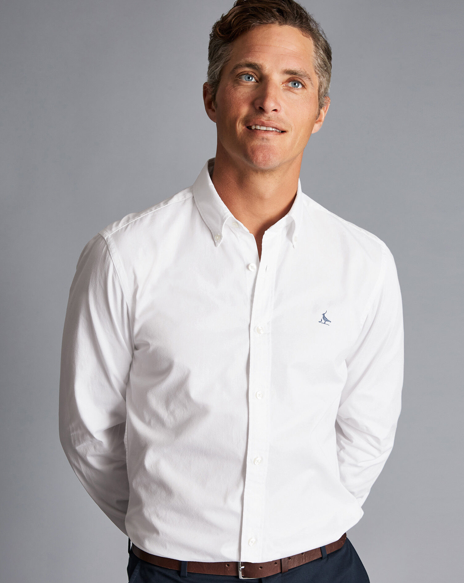 Charles Tyrwhitt Washed Fine Twill Shirt - White