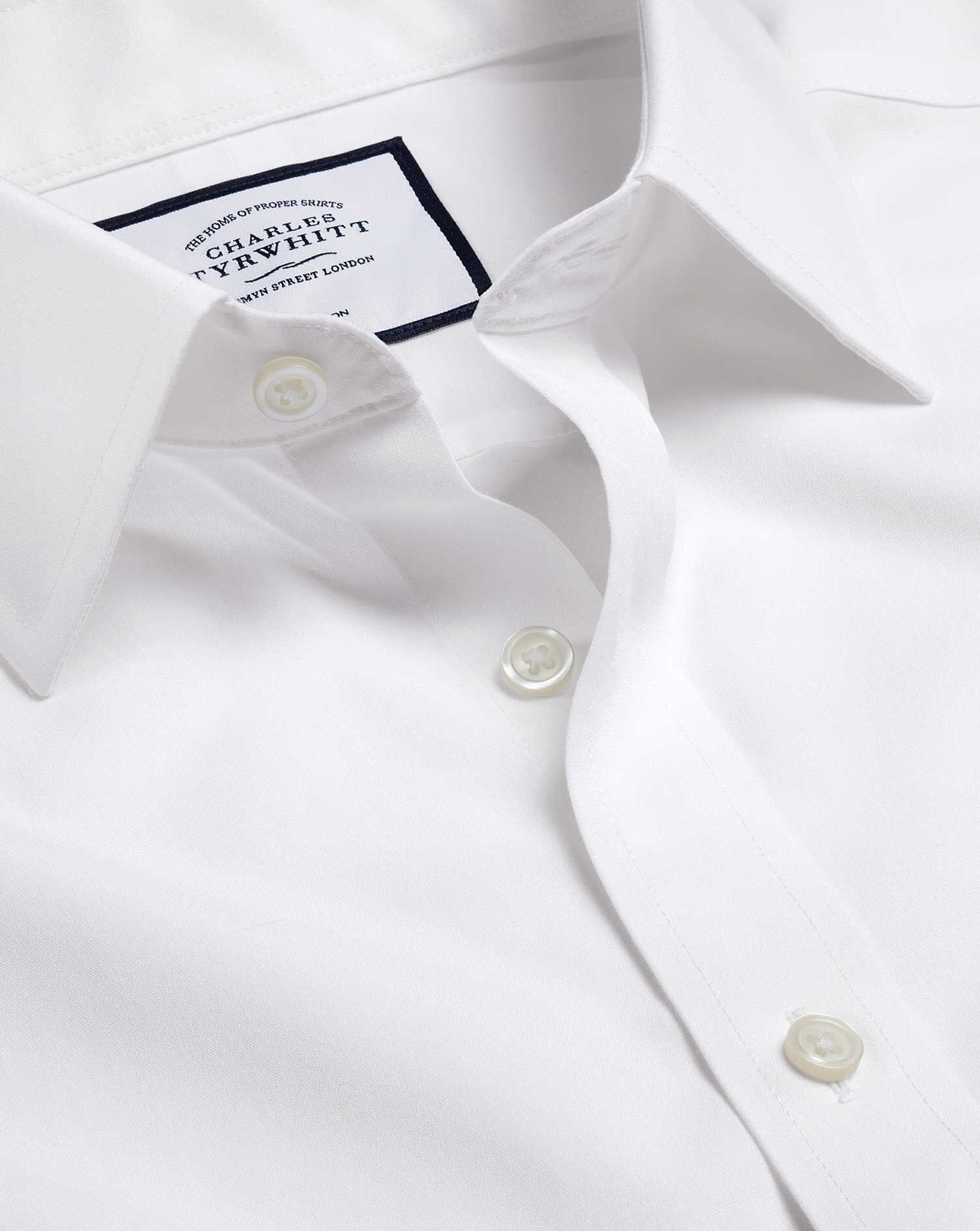 Charles Tyrwhitt Non-Iron Tyrwhitt Cool Poplin Short Sleeve Shirt - White
