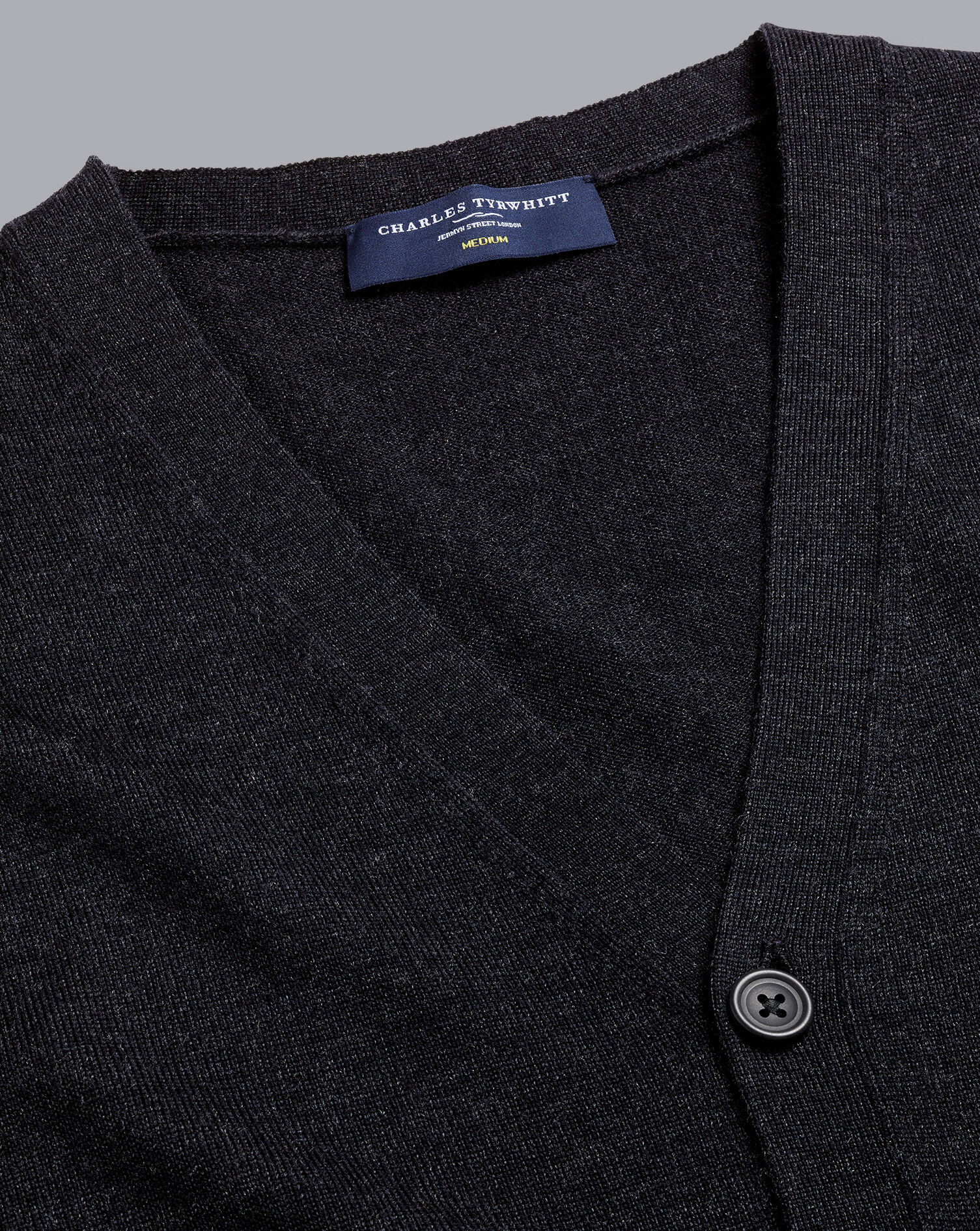 Charles Tyrwhitt Merino Cardigan - Charcoal Grey