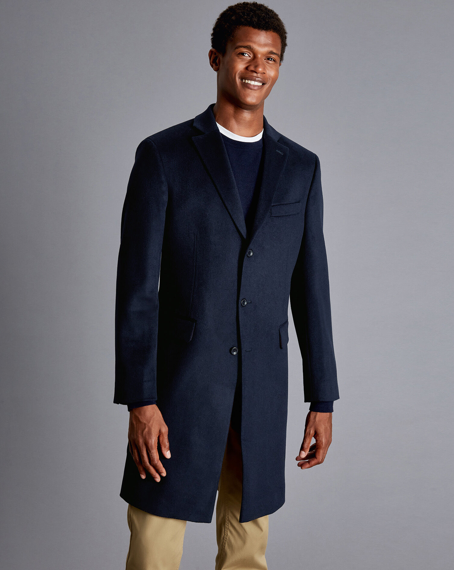Charles Tyrwhitt Wool Cashmere Overcoat - Navy
