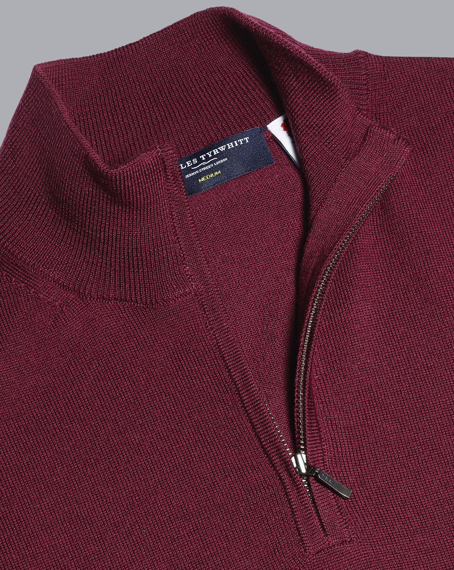 Charles Tyrwhitt England Rugby Merino Zip Neck Sweater - Burgundy