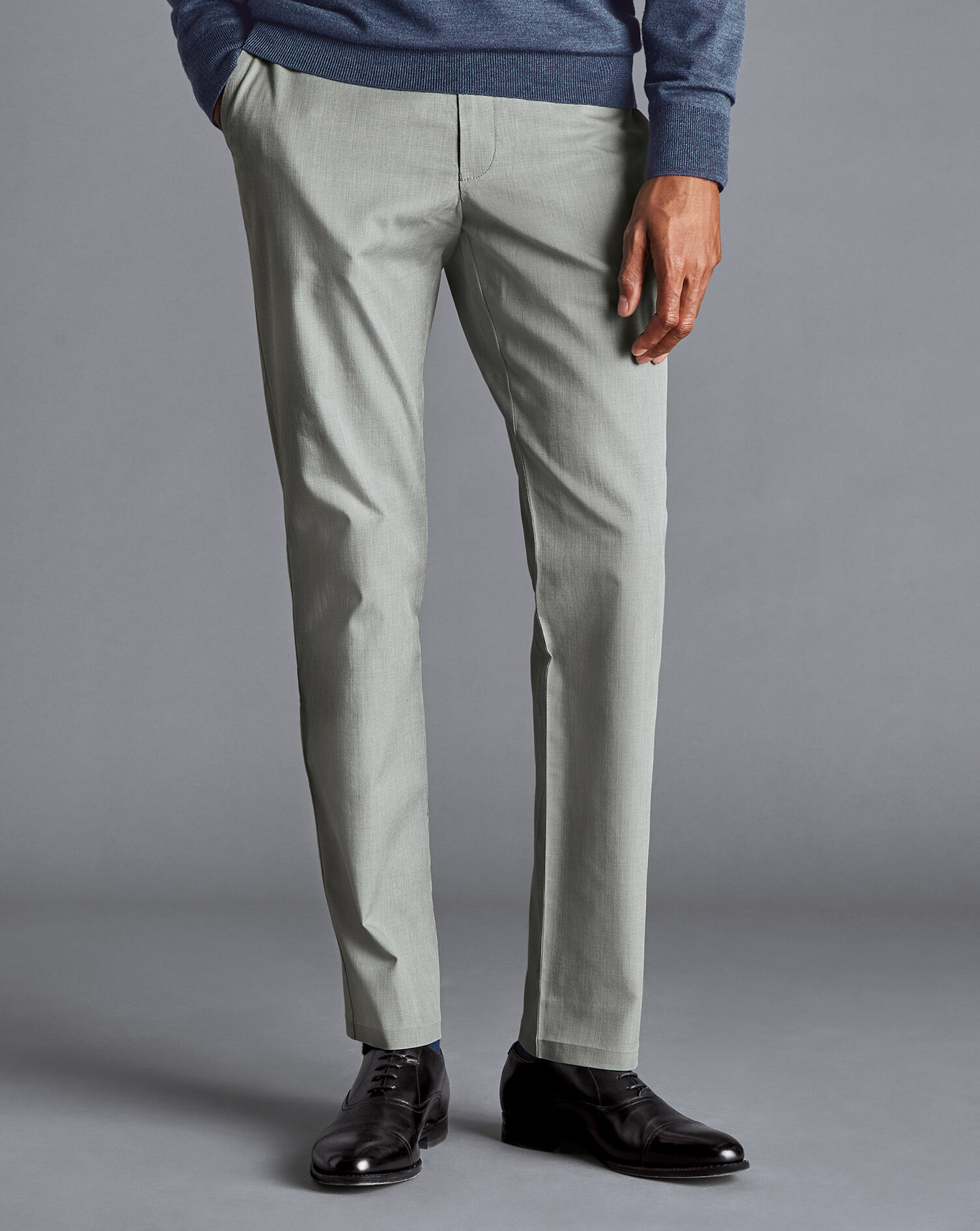 Charles Tyrwhitt Cotton TENCEL™ Stretch Pants - Light Grey