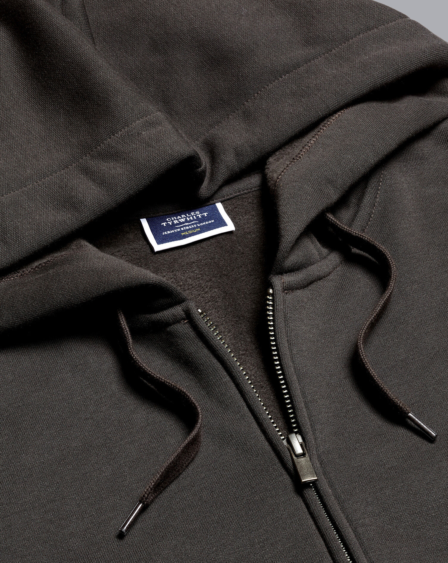 Charles Tyrwhitt Jersey Hooded Zip Through Sweater - Charcoal