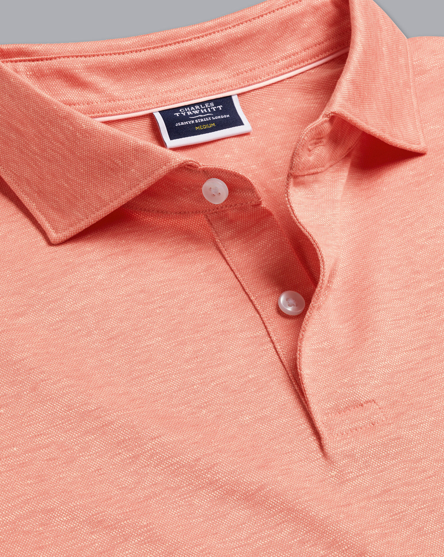 Charles Tyrwhitt Linen Cotton Polo - Peach