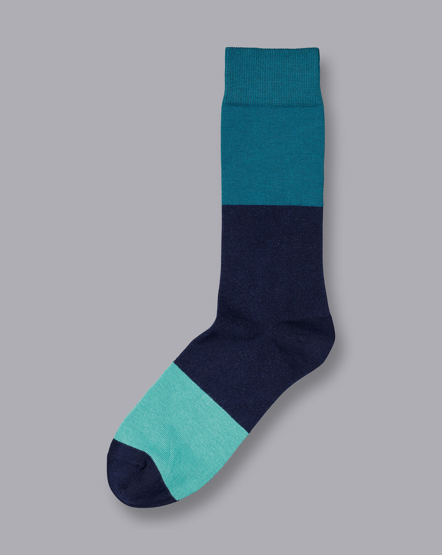 Charles Tyrwhitt Block Stripe Socks - Teal Green
