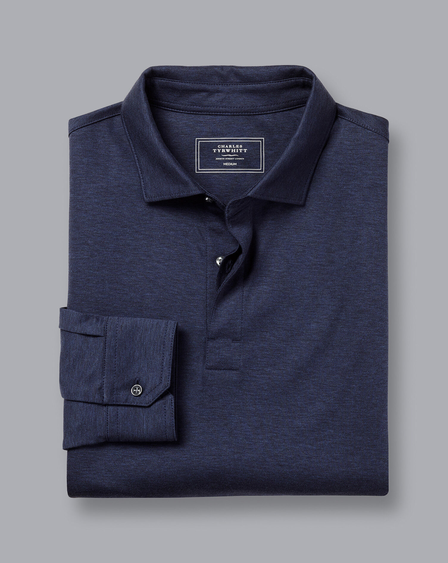 Charles Tyrwhitt Cotton TENCEL™ Mix Long Sleeve Polo - Indigo
