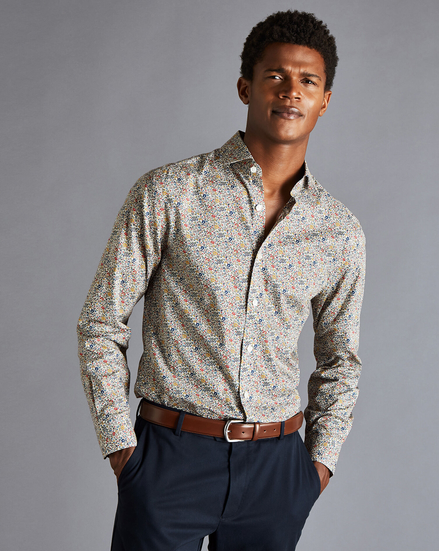Charles Tyrwhitt Made with Liberty Fabric Floral Print Semi-Spread Collar Shirt - Multi