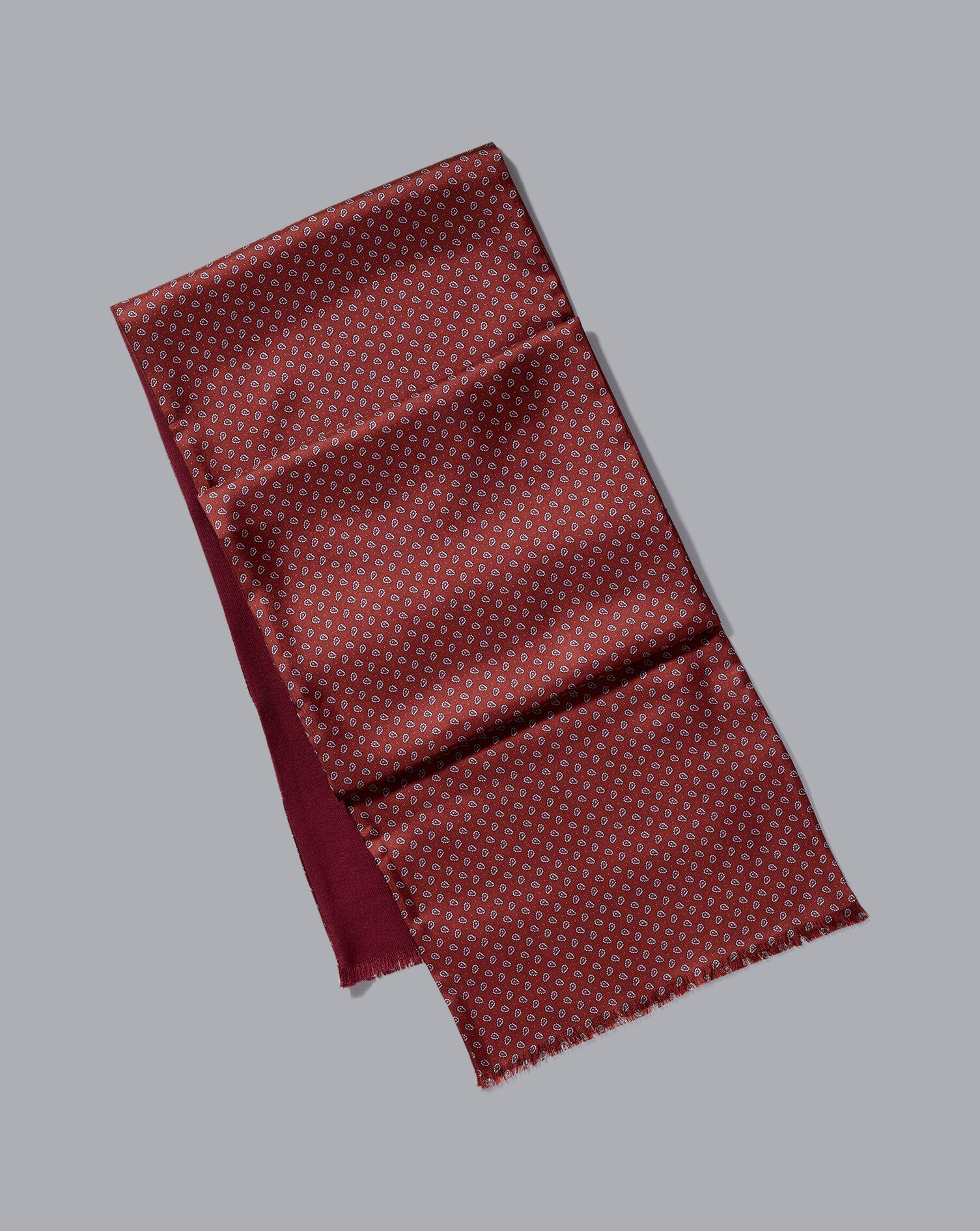 Charles Tyrwhitt Silk & Wool Paisley Double Faced Scarf - Burgundy