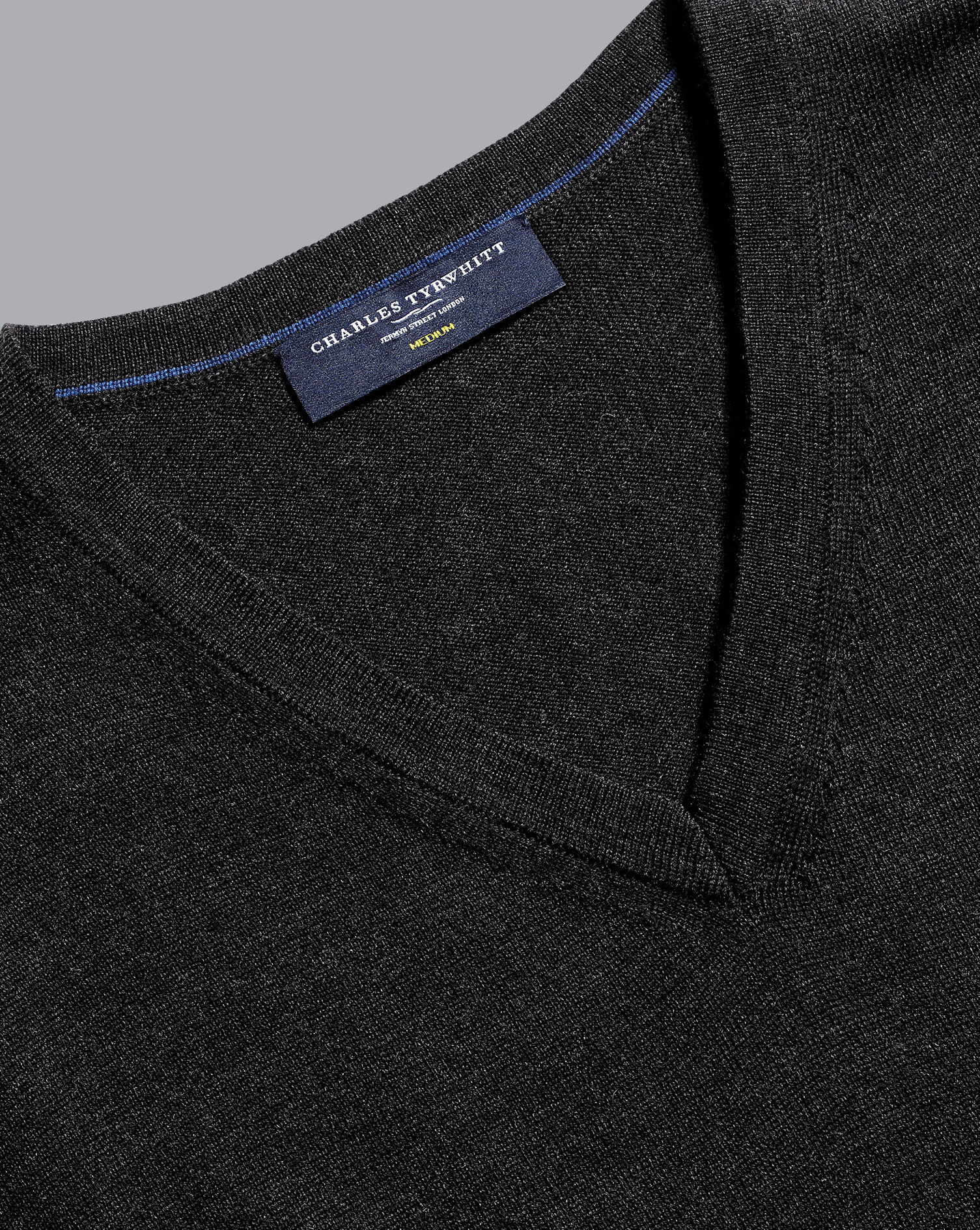 Charles Tyrwhitt Merino V-Neck Sweater - Dark Charcoal