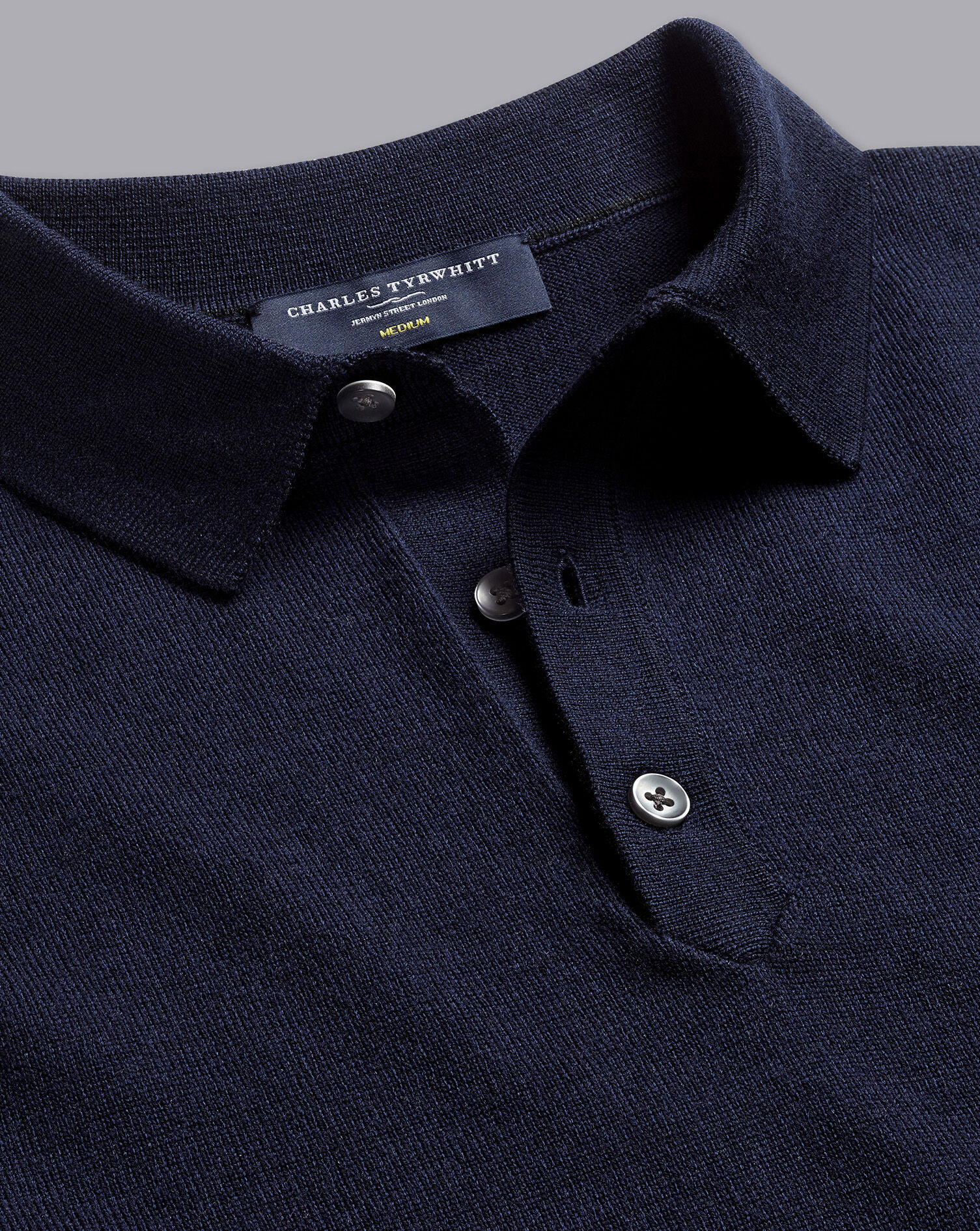 Charles Tyrwhitt Merino Short Sleeve Polo Sweater - Navy