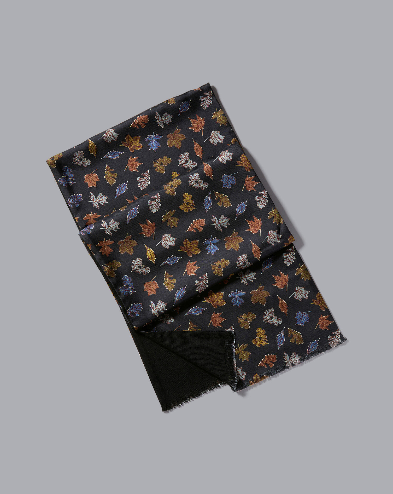 Charles Tyrwhitt Silk Leaf Print Scarf - Black