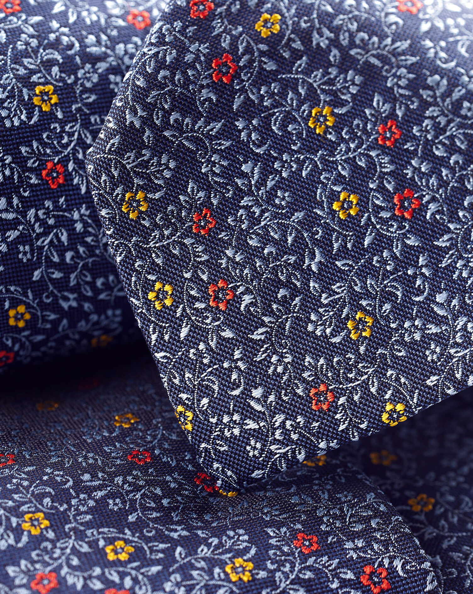 Charles Tyrwhitt Silk English Luxury Design Tie - Indigo Blue & Light Blue