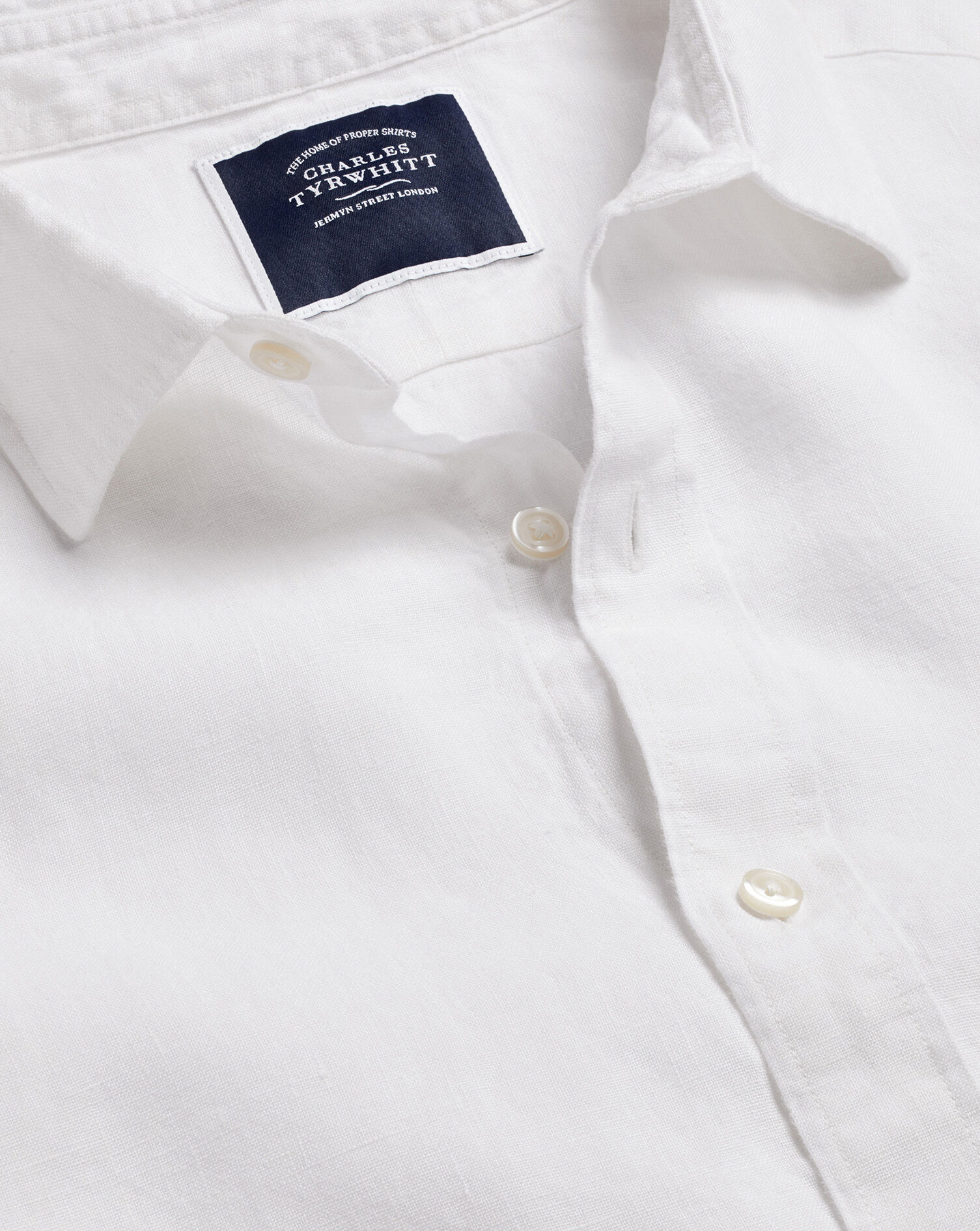 Charles Tyrwhitt Pure Linen Short Sleeve Shirt - White