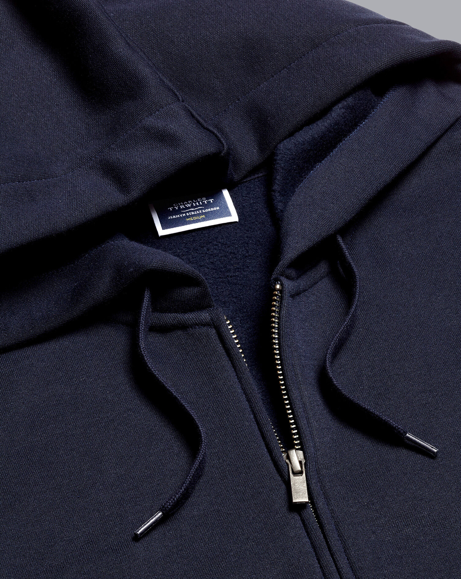 Charles Tyrwhitt Jersey Hooded Zip Through Sweater - Navy