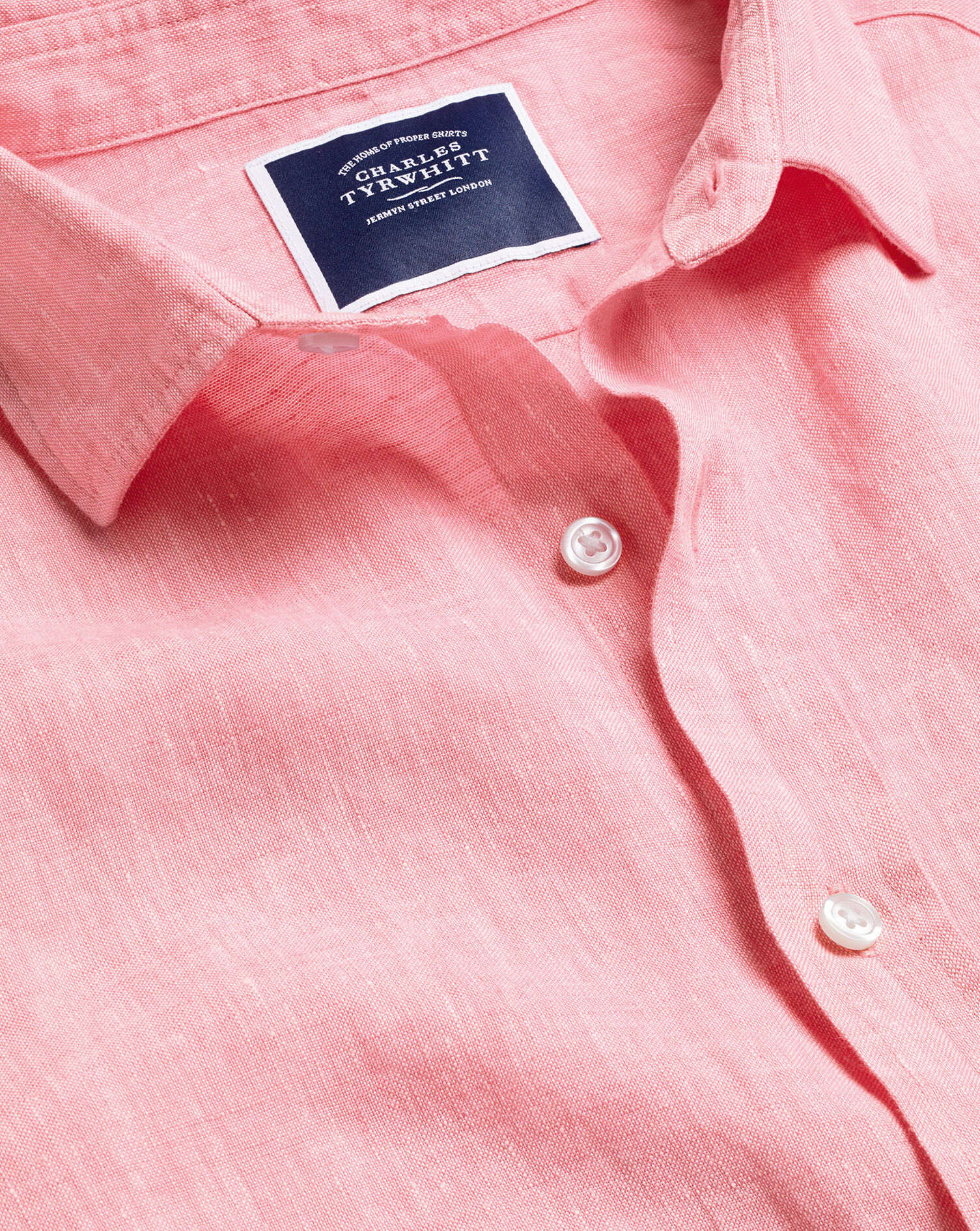 Charles Tyrwhitt Pure Linen Shirt - Coral Pink